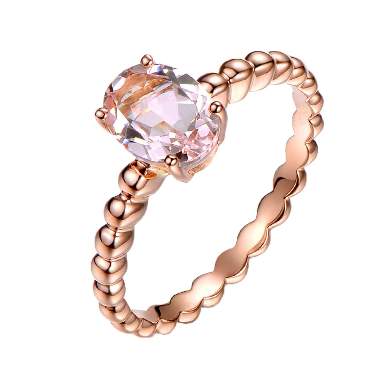 18K Rose Gold Morganite Wedding Band Ring for Women - Elegant Bridal Jewelry, Engagement & Anniversary Gift for Her | Perfect for Weddings, Proposals & Special Occasions