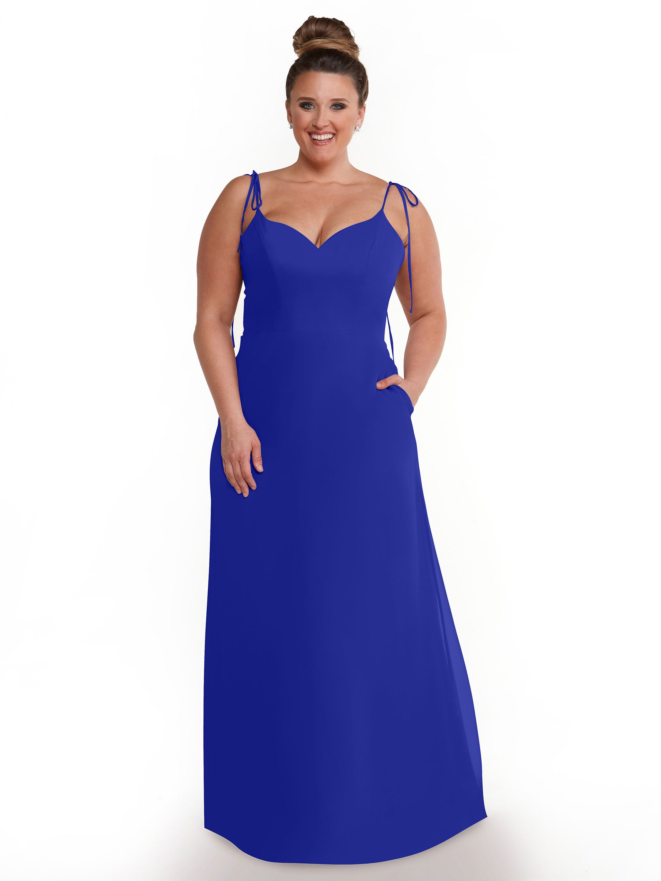 Elegant 80144 Chiffon A-Line Bridesmaid Dress with V-Neck & Spaghetti Straps - Perfect for Weddings, Formal Events & Special Occasions