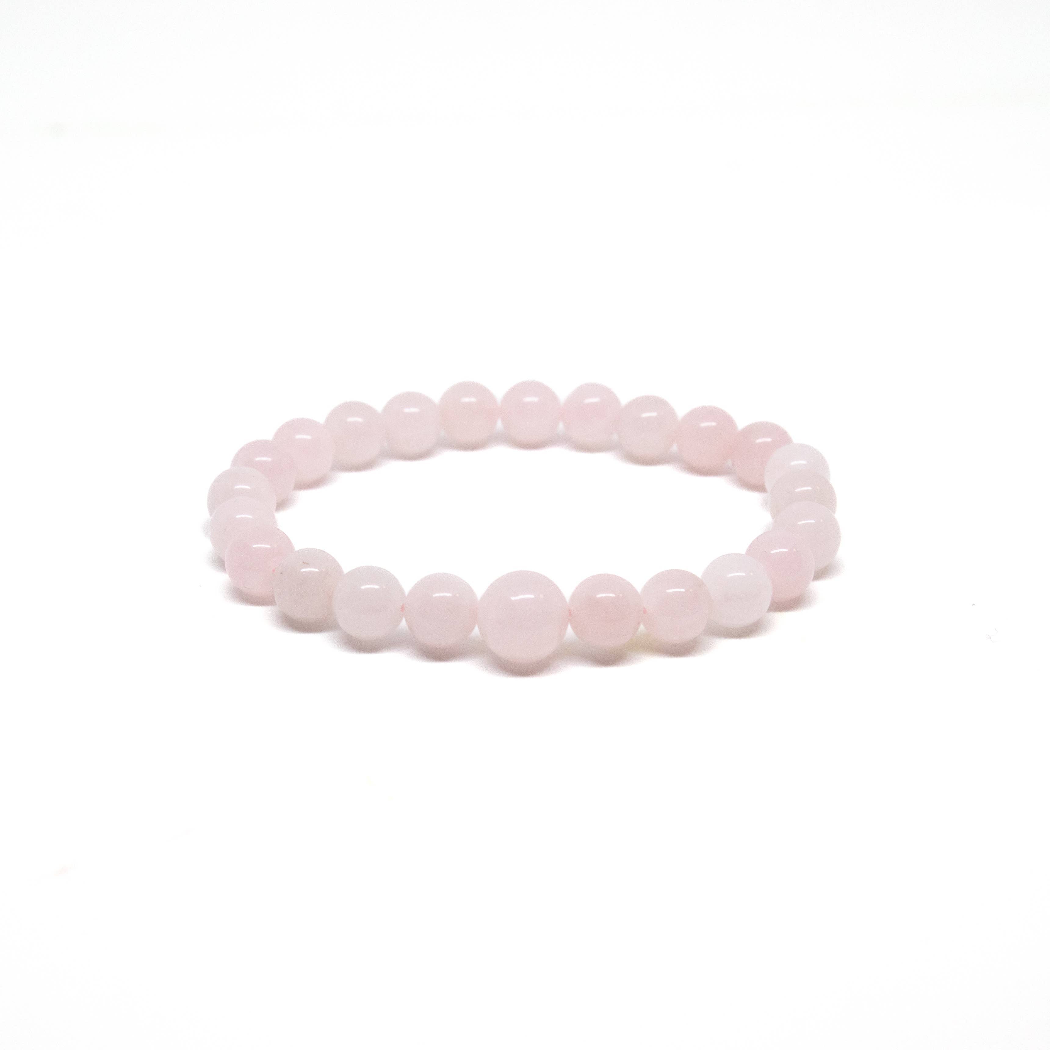 Rose Quartz Beaded Bracelet - 4mm Small Size Wrist Mala for Women, Healing Crystal Jewelry for Meditation, Yoga, Stress Relief & Positive Energy