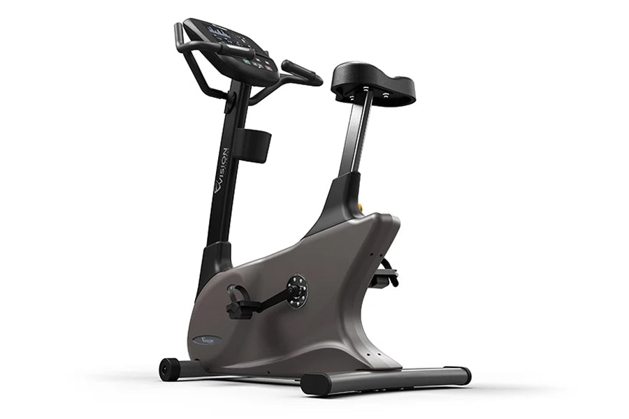 Vision U60 Upright Exercise Bike for Home Gym - Magnetic Resistance Indoor Cycling Bike with LCD Monitor, Adjustable Seat & Transport Wheels - Perfect for Cardio Workout, Weight Loss & Fitness Training
