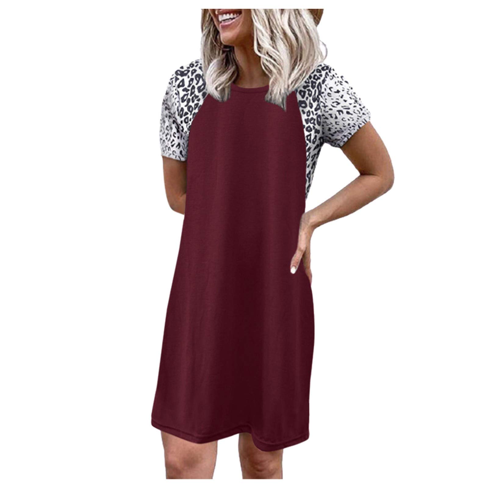 Leopard Print Comfortable Loose-Fit Women's Dress Shirt - Casual Short Sleeve Lounge Top in White & Black | Perfect for Relaxing at Home, Weekend Outings & Summer Vacations
