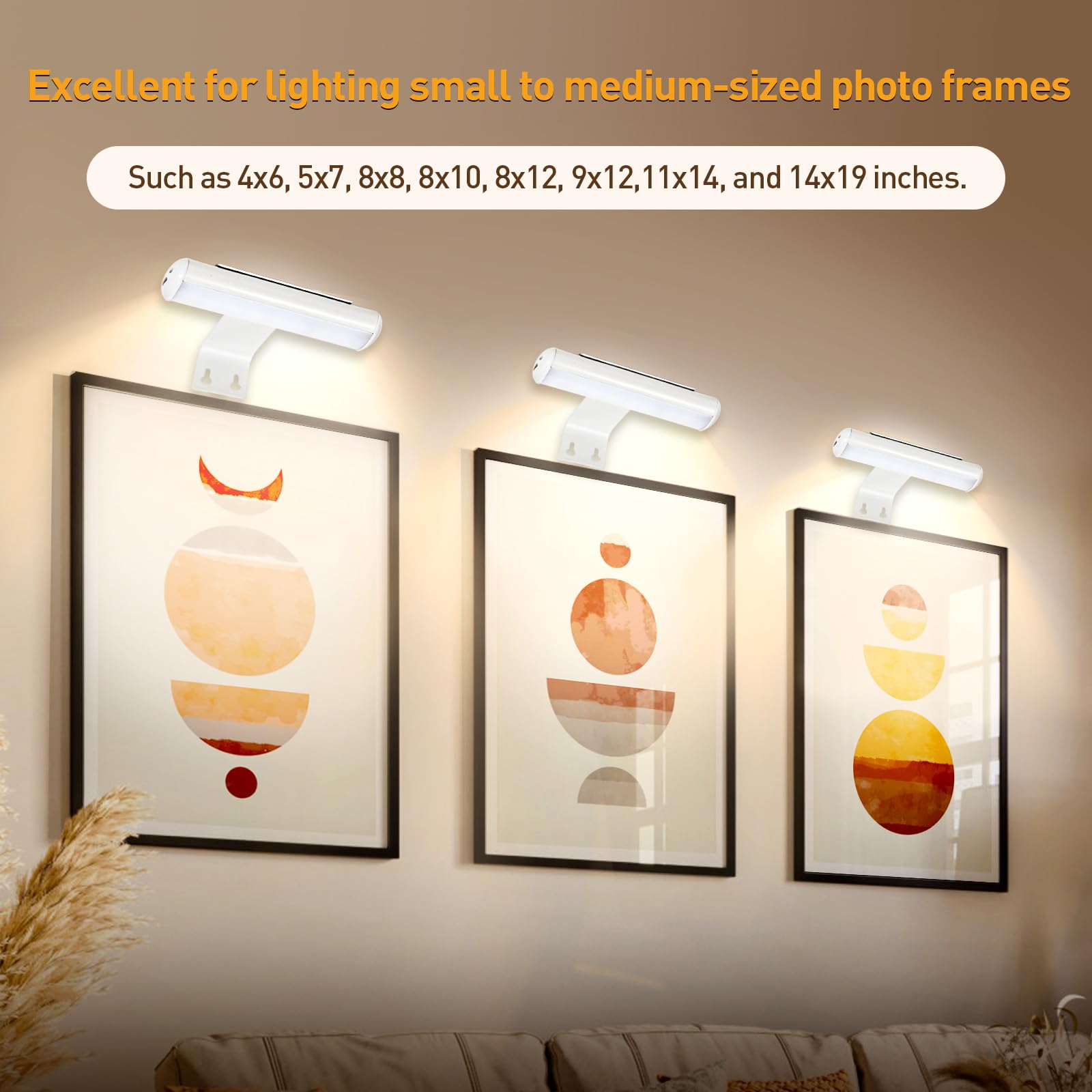 2 Pack Battery Operated Picture Lights with Remote Control - Dimmable LED Art Light with Timer for Wall Paintings, Photo Frames, Portraits & Dartboards - Metal Body for Living Room, Gallery & Home Decor
