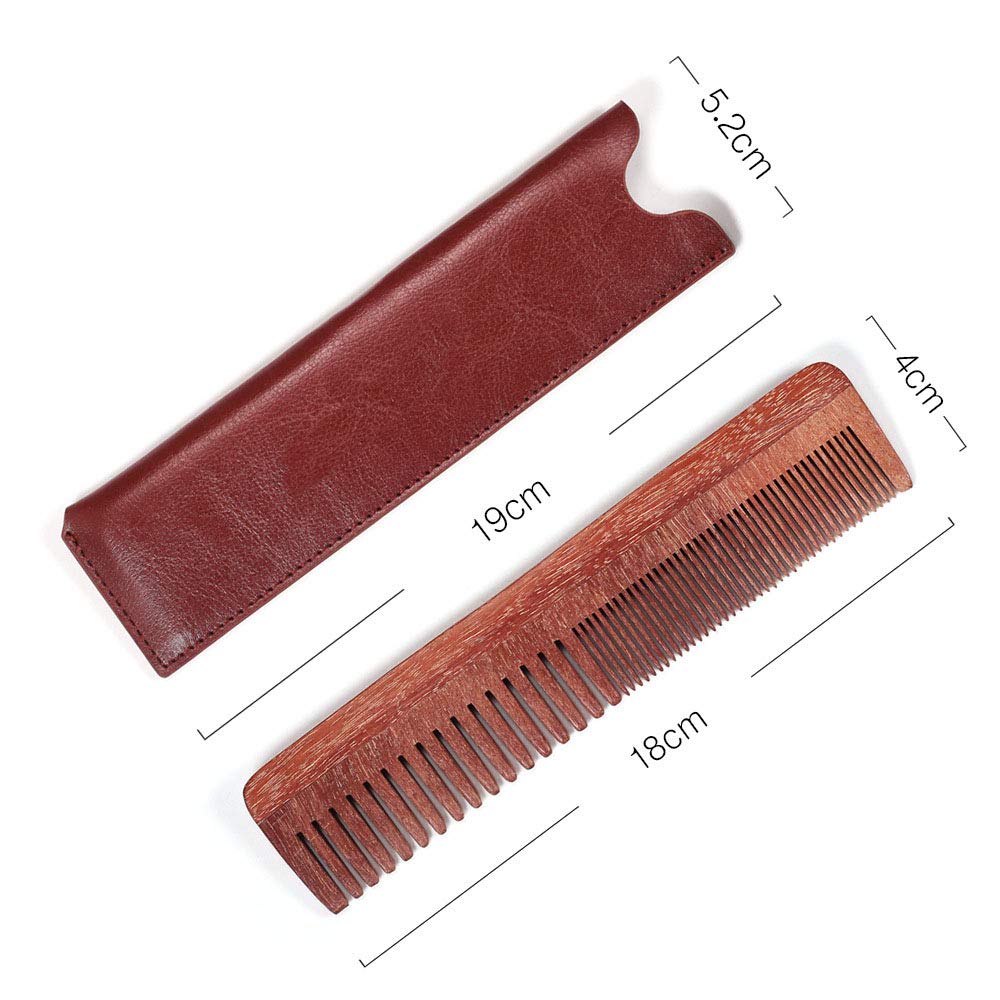 YMZ 2-Sided Beard Comb for Men - Wide & Fine Teeth Grooming Comb for Beards, Mustache & Hair - Perfect for Travel, Home & Salon Use (Includes Black Storage Bag)