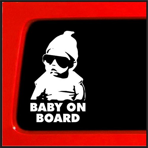 ARWY Baby on Board Safety Warning Car Sticker - 14.5x18 cm White Reflective Decal for Child Safety | Perfect for Family Vehicles, School Pickups & Road Trips