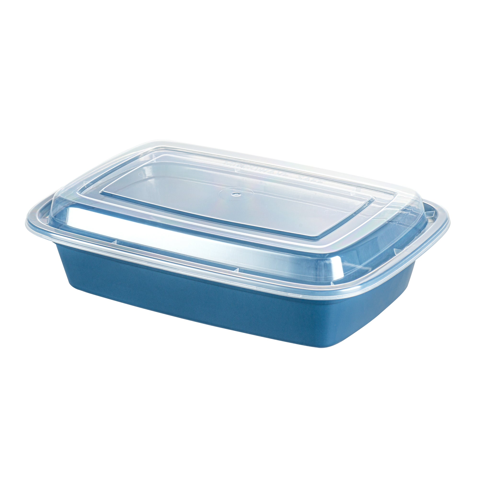 24 oz Rectangle Midnight Blue Plastic Food Storage Container with Clear Lid - Microwave Safe, 8