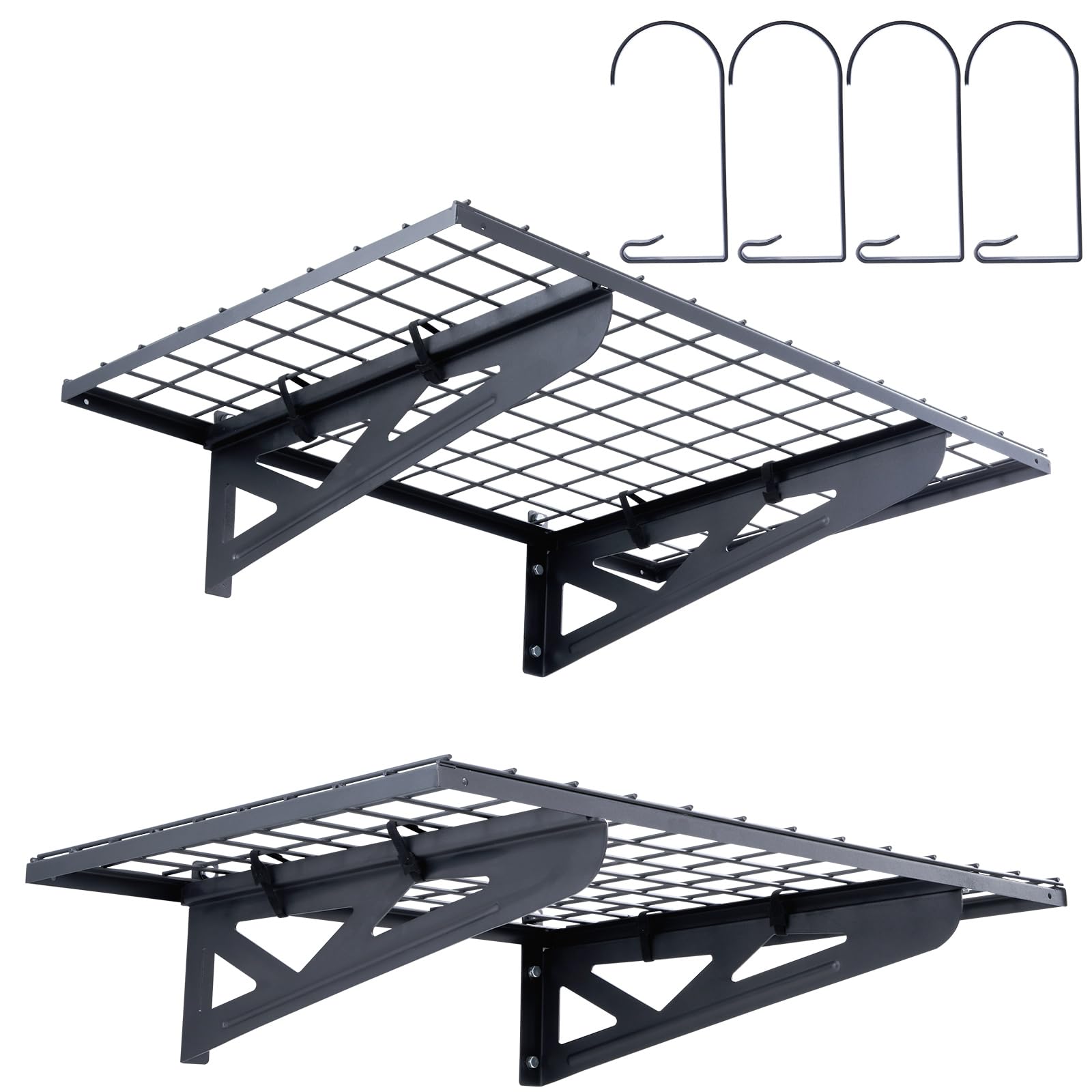 VEVOR Heavy Duty Wall Mounted Garage Shelving 2-Pack, 2x3 ft Floating Shelves with 500 lbs Load Capacity - Perfect for Garage, Shop, Shed, Basement & Home Storage Organization