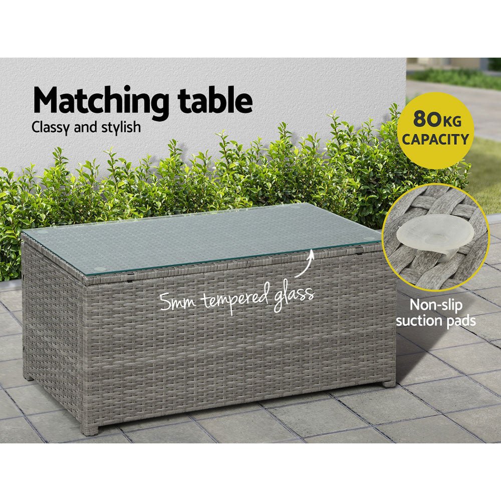 4 Piece Outdoor Patio Sofa Set - Waterproof Wicker Couch & Lounge Chairs with Grey Cushions - Perfect for Backyard, Garden, Poolside or Deck Relaxation