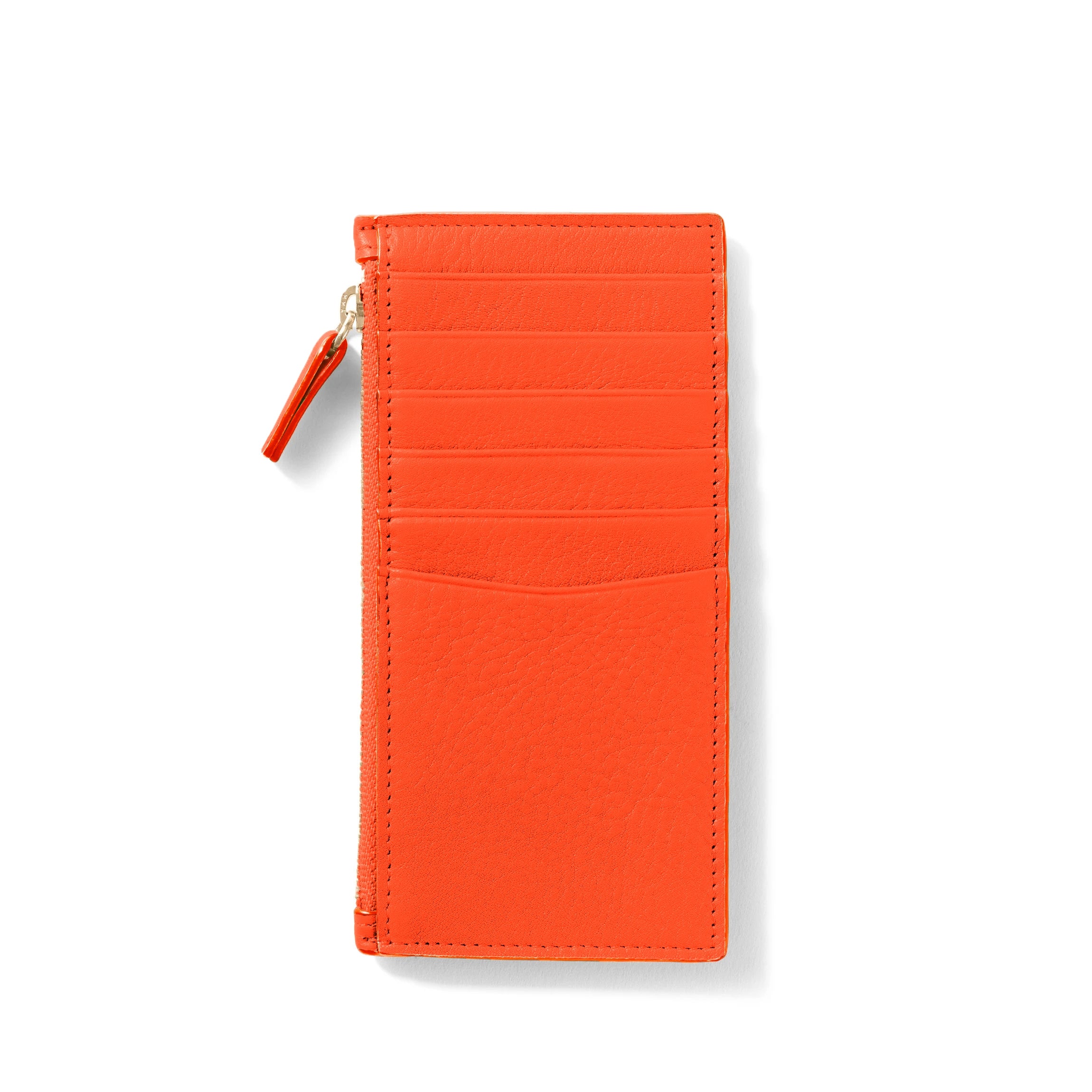 Devon Slim Zip Card Case - Clementine Orange RFID Blocking Wallet for Men & Women | Perfect for Travel, Business & Everyday Use