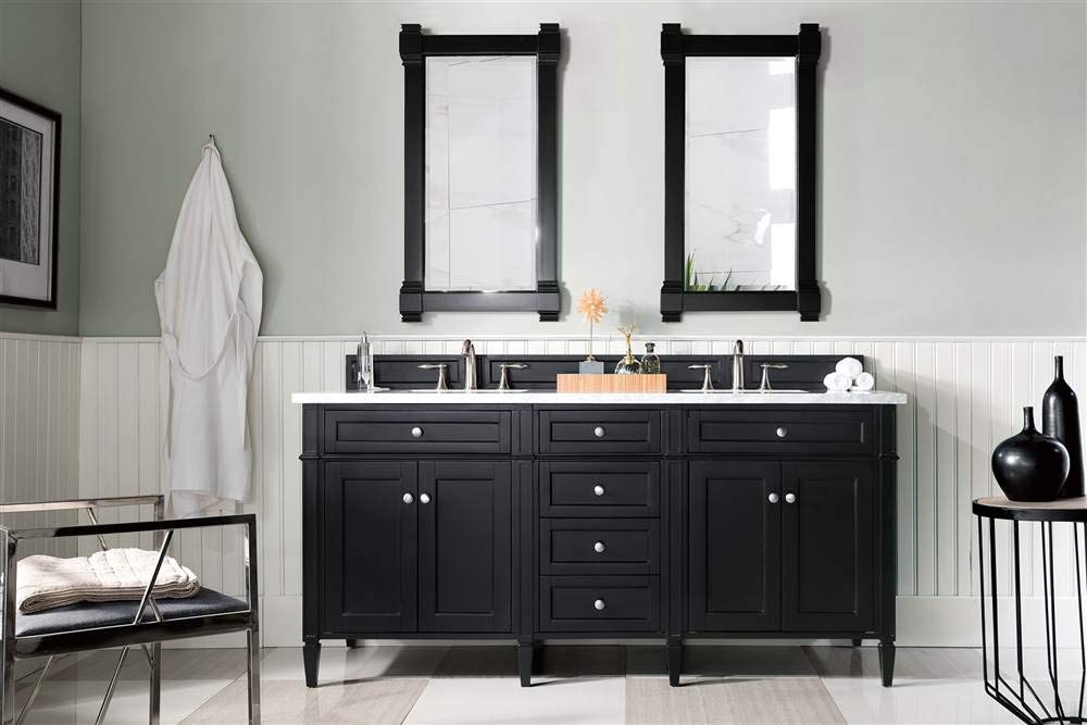 72-Inch Double Bathroom Vanity in Black Onyx - Modern Sink Cabinet with Soft-Close Drawers for Master Bathroom & Guest Bath Remodel