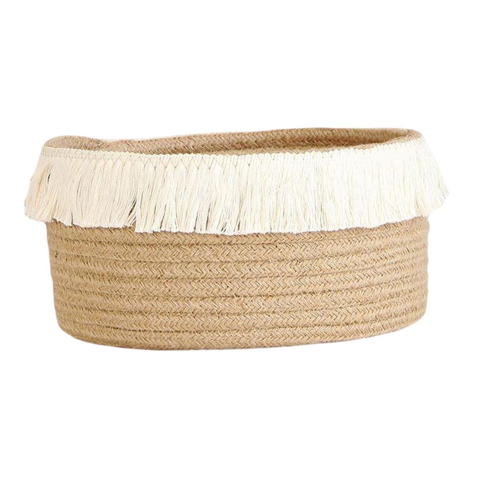 Gazechimp Portable Rope Storage Basket with Tassel - Decorative Woven Laundry Hamper for Clothes, Toys, Books & Snacks | Perfect for Bedroom, Bathroom & Nursery Organization