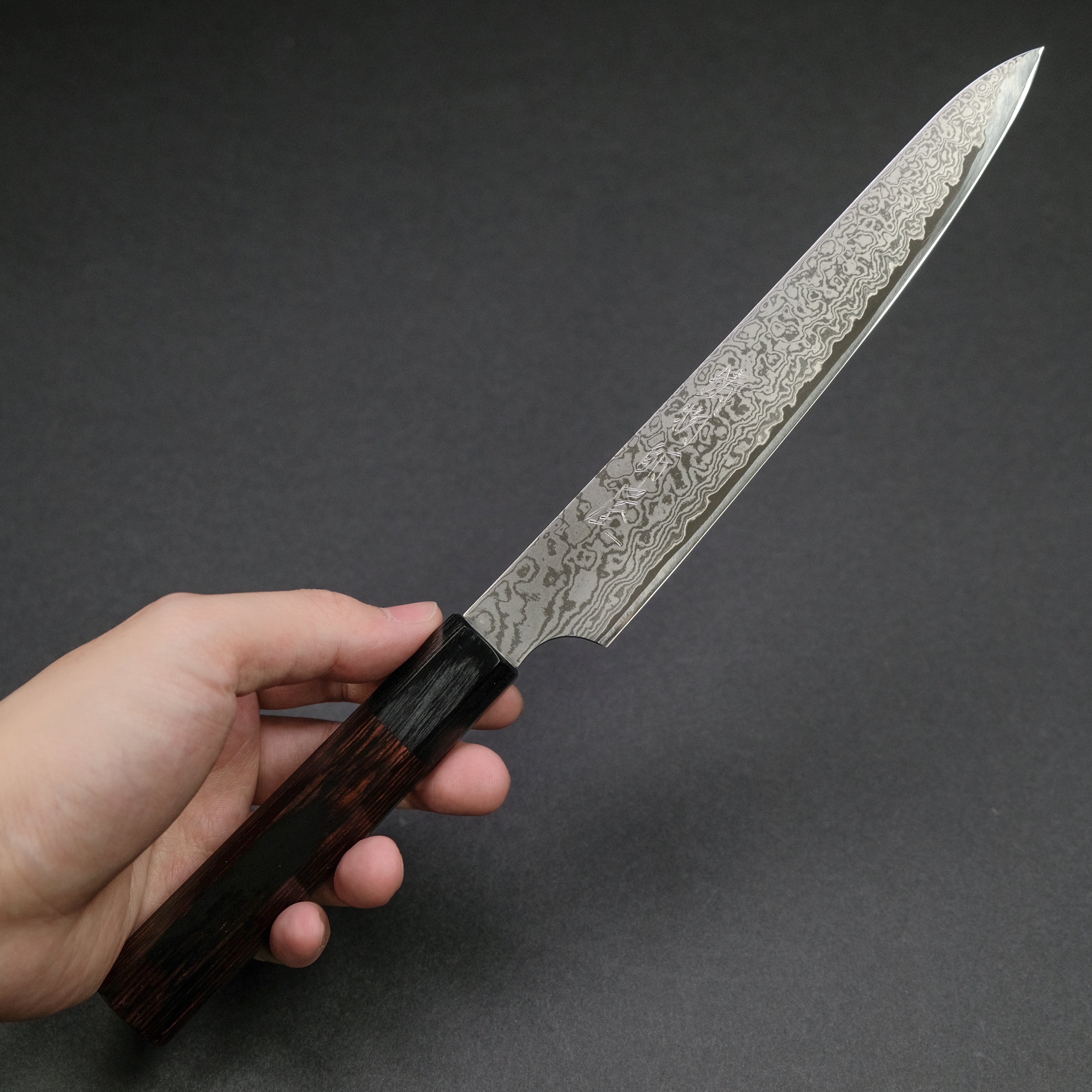 Hitohira Imojiya TH Damascus Petty Knife 180mm with Red Pakka Handle - Premium Japanese Kitchen Knife for Slicing, Peeling & Precision Cutting - Perfect for Chefs & Home Cooking