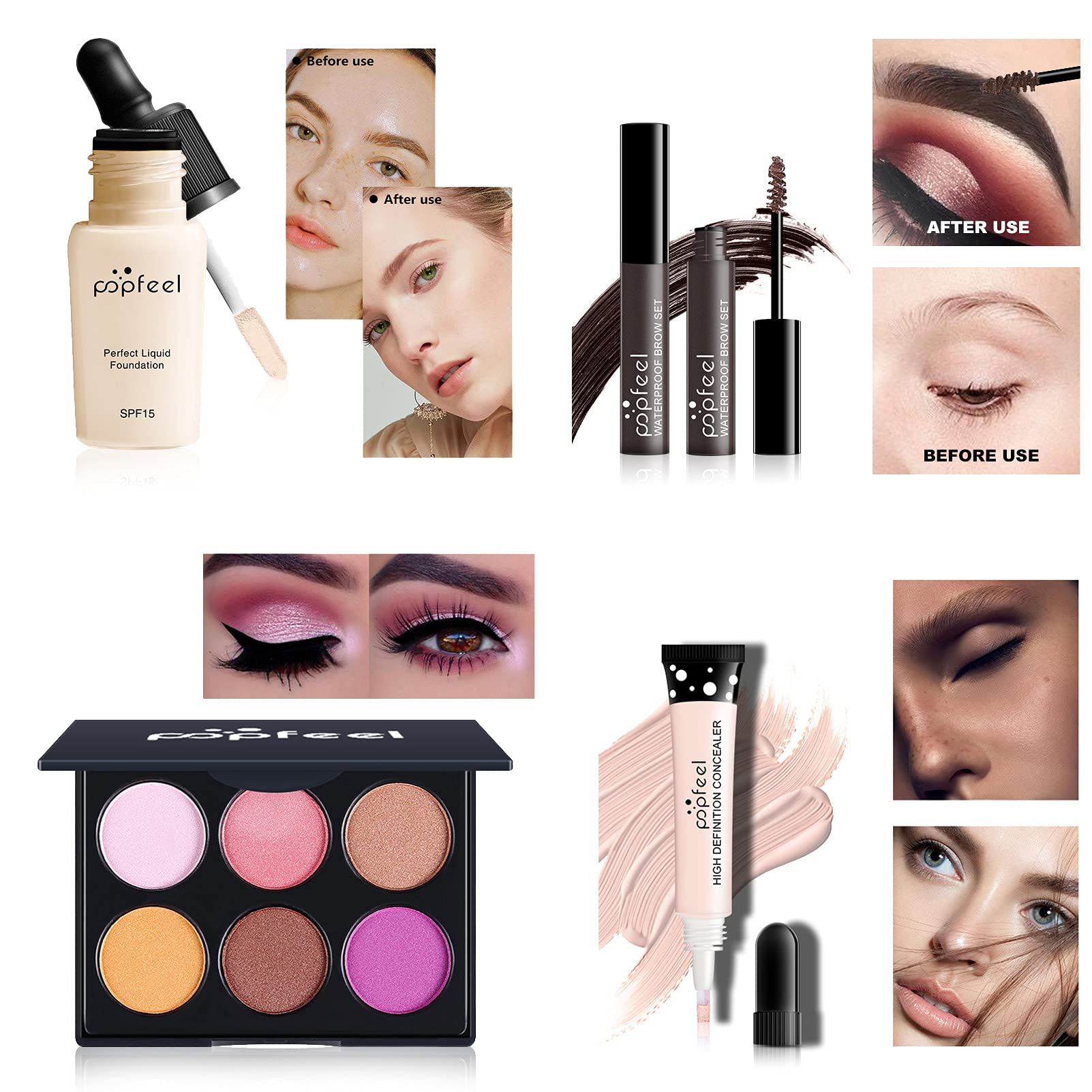 All in One Makeup Kit for Women - Complete Cosmetic Starter Set with Makeup Brushes, Eyeshadow Palette, Lip Gloss, Eyebrow Pencil & Mascara - Perfect for Travel, Daily Makeup & Professional Beauty Use (KIT007)