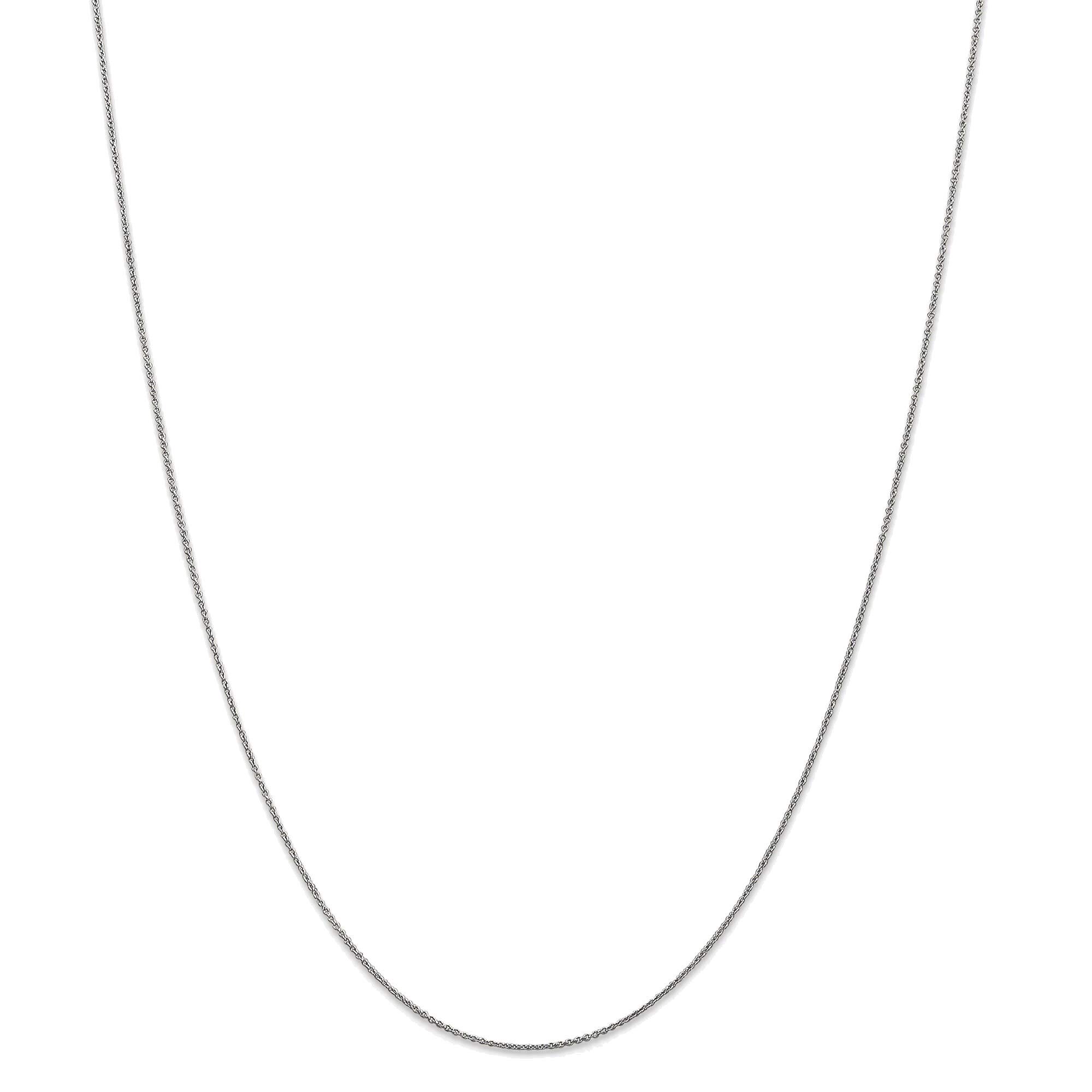 14K White Gold Solid Polished Cable Chain Necklace - 0.75mm Thin Dainty Jewelry for Women, Perfect for Layering, Gift Giving & Everyday Elegance