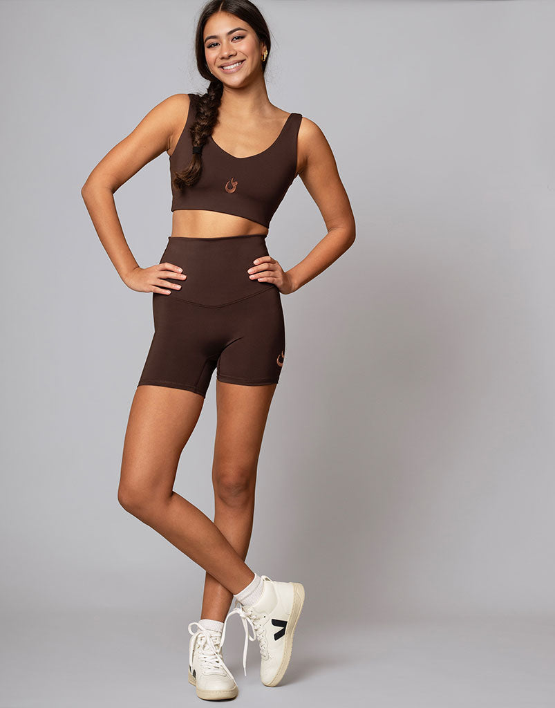 Freestyle HOTWORX Short Chocolate - High Waist Workout Shorts for Women | Perfect for Yoga, Pilates & Gym Fitness