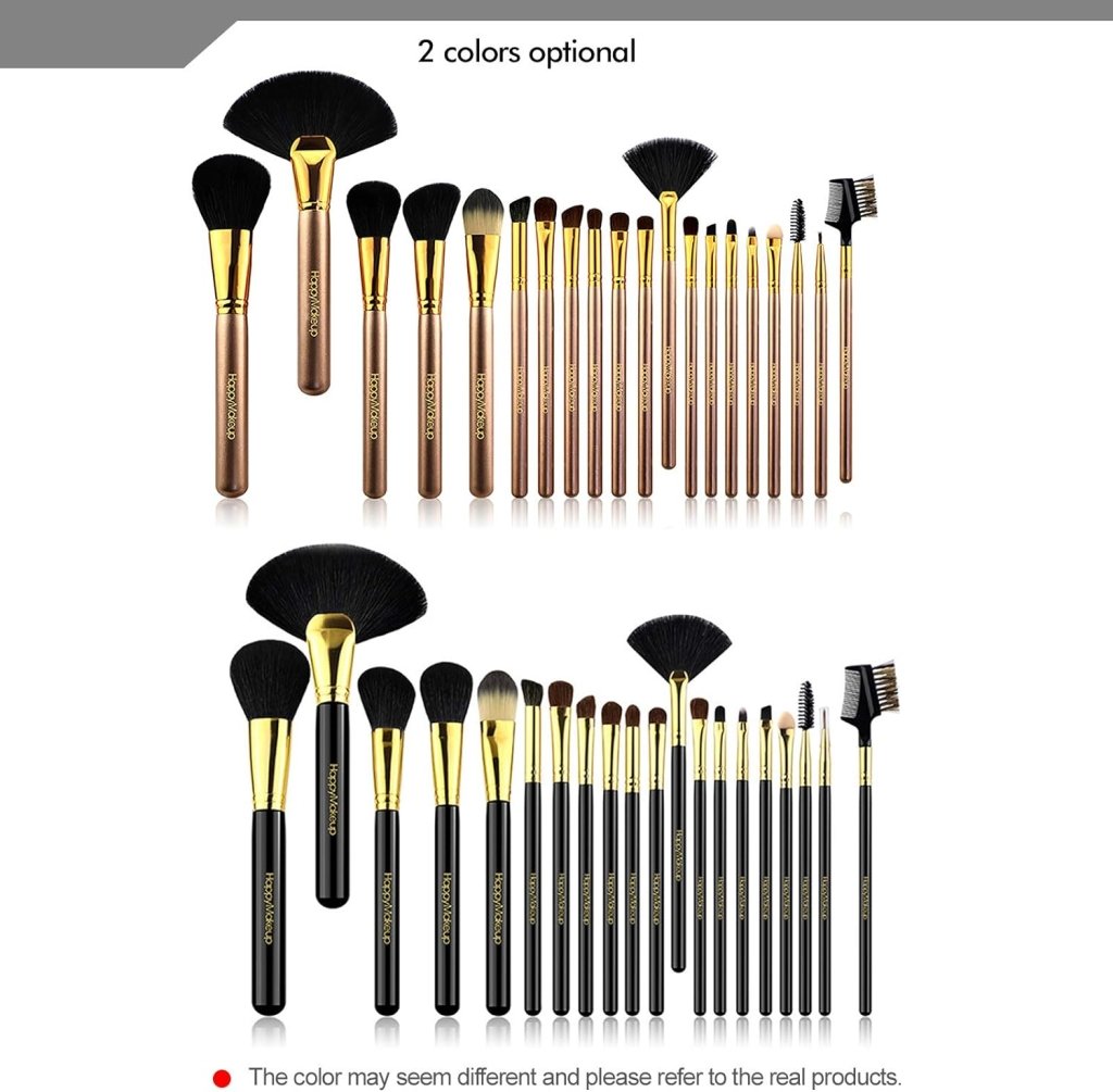 20pcs Professional Makeup Brush Set - Soft Real Animal Hair Bristles for Flawless Blending & Contouring | Perfect for Makeup Artists & Beginners | Home & Travel Use