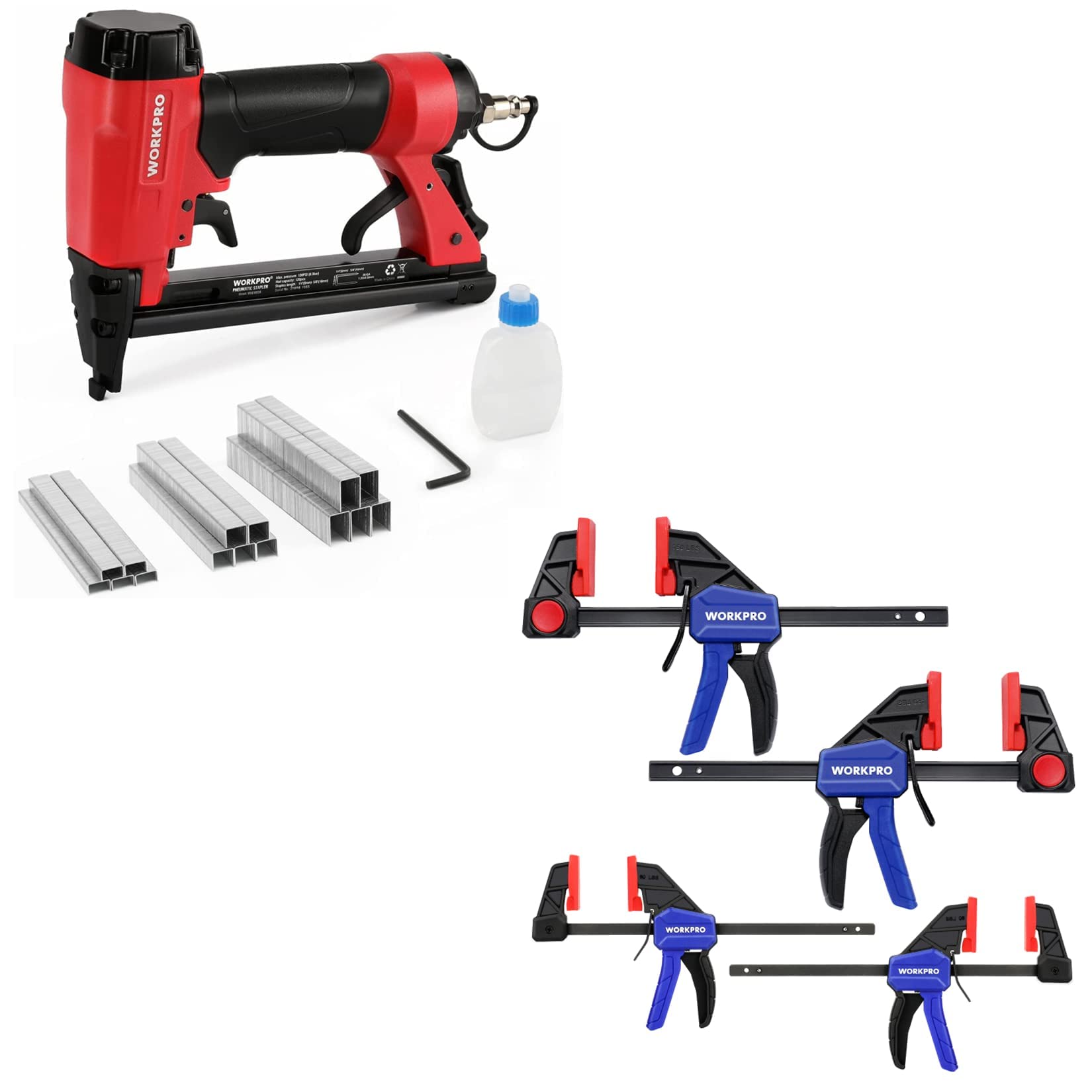 WORKPRO 20 Gauge Pneumatic Staple Gun with 2-Piece 6