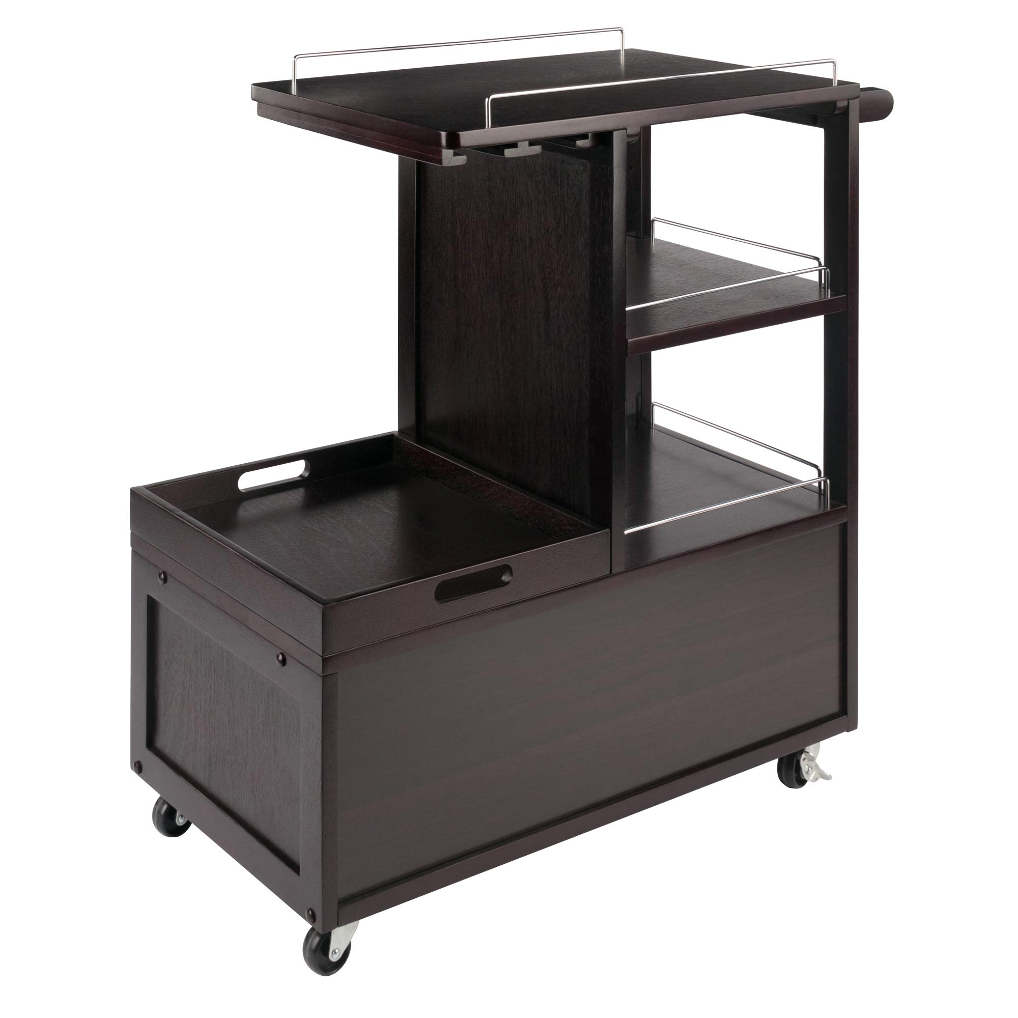 Winsome Wood Galen Entertainment Cart - Rolling TV Stand with Storage Shelf for Living Room, Bedroom, Home Theater - Perfect for Organizing Media Devices & Decor