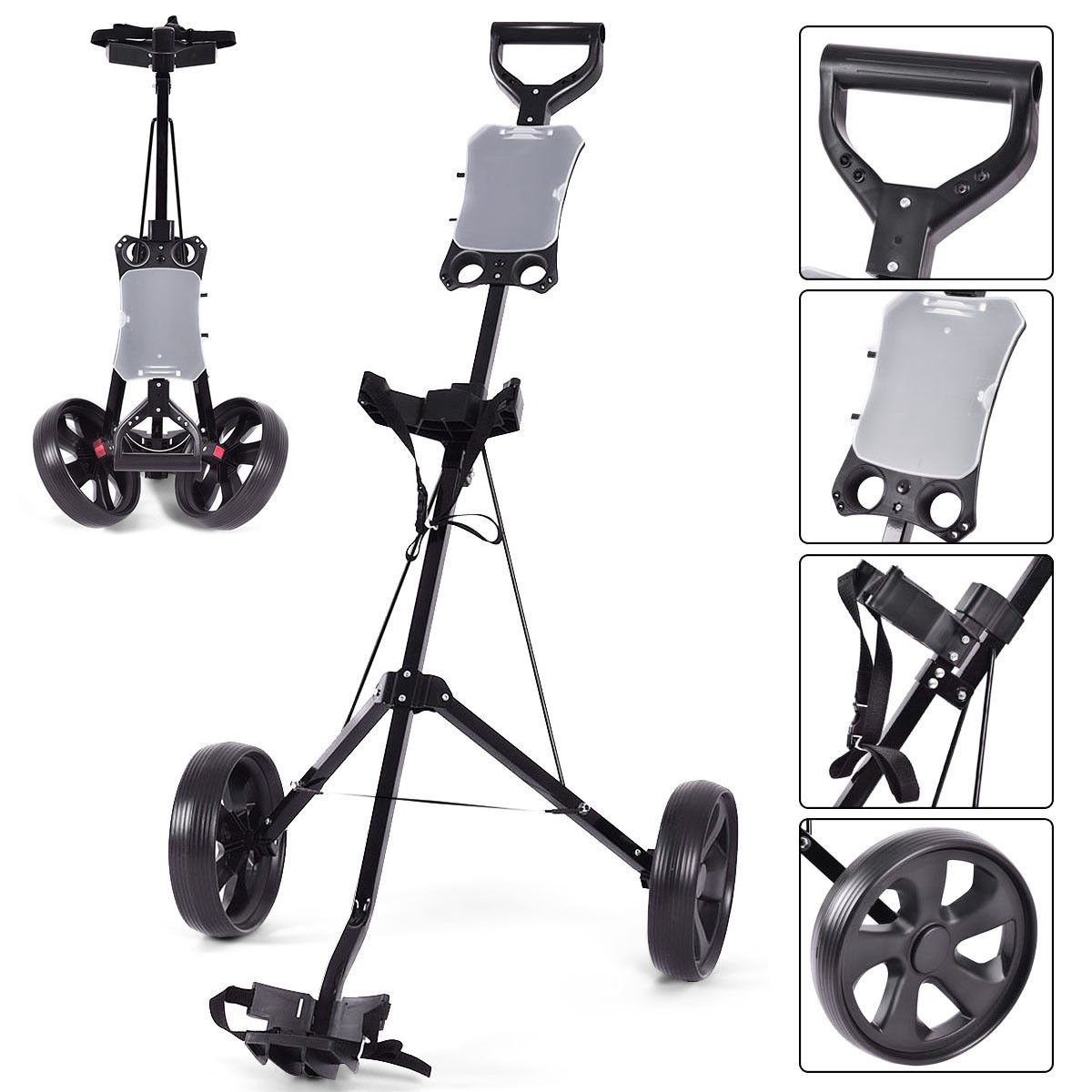 DORTALA 2 Wheel Foldable Golf Push Cart with Scoreboard - Lightweight, Easy Open/Close & Multi-Functional Golf Trolley for Men & Women | Perfect for Course Rounds, Practice Sessions & Outdoor Events