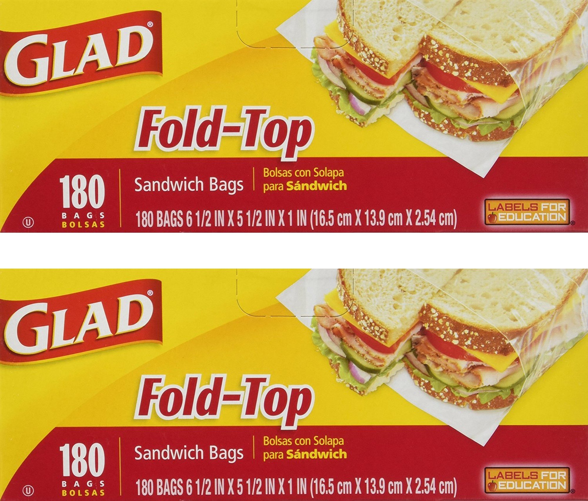 Glad Fold Top Sandwich Bags - 360 Count Plastic Food Storage Bags for Lunches, Snacks & Meal Prep | BPA-Free, Leak-Proof | Perfect for School, Work & Picnics