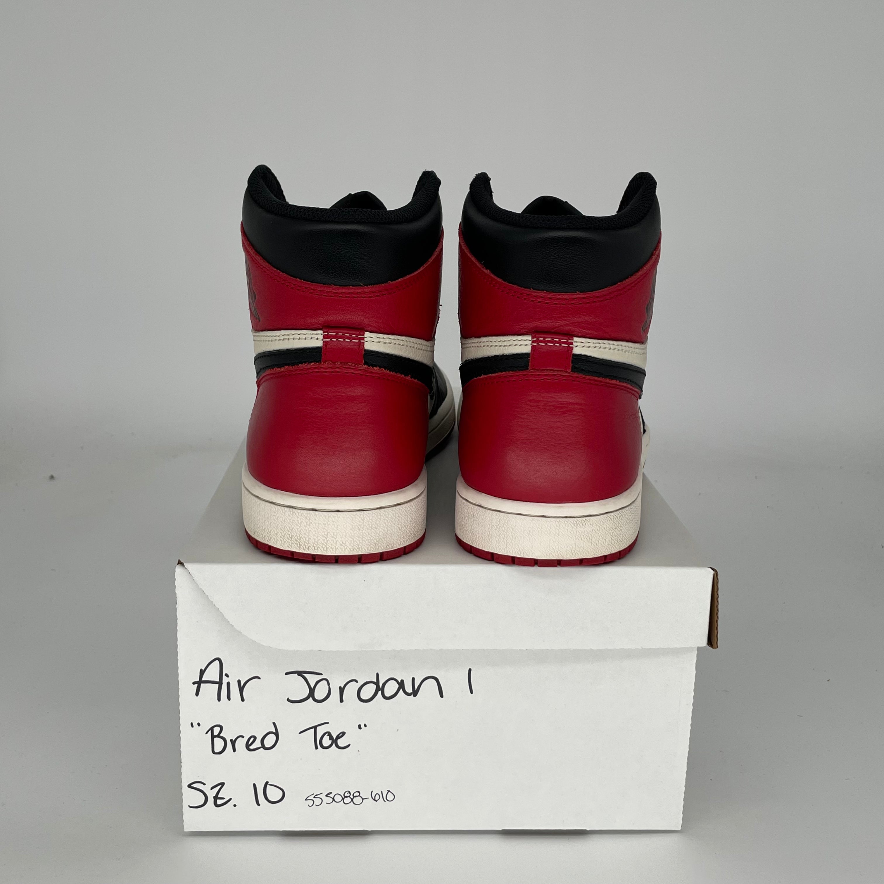 AIR JORDAN 1 Retro High OG 'Bred Toe' Men's Basketball Shoes - Size 10 (555088-610) - Perfect for Streetwear, Sneaker Collecting & Basketball Games