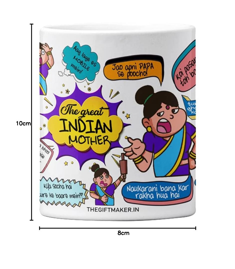 The Great Indian Mother Mug - Perfect Gift for Mom, Aayi, Ammi | Ideal for Birthday, Mother's Day & Daily Coffee Use | Ceramic Coffee Cup for Home, Office & Gifting