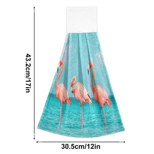 2 Pack Flamingo Hand Towels - Soft Absorbent Kitchen & Bath Towels for Bathroom, Beach, Laundry Room - Cute Summer Beach Decor, Farmhouse Gift Idea, Perfect for Coastal Themed Homes & Vacation Rentals