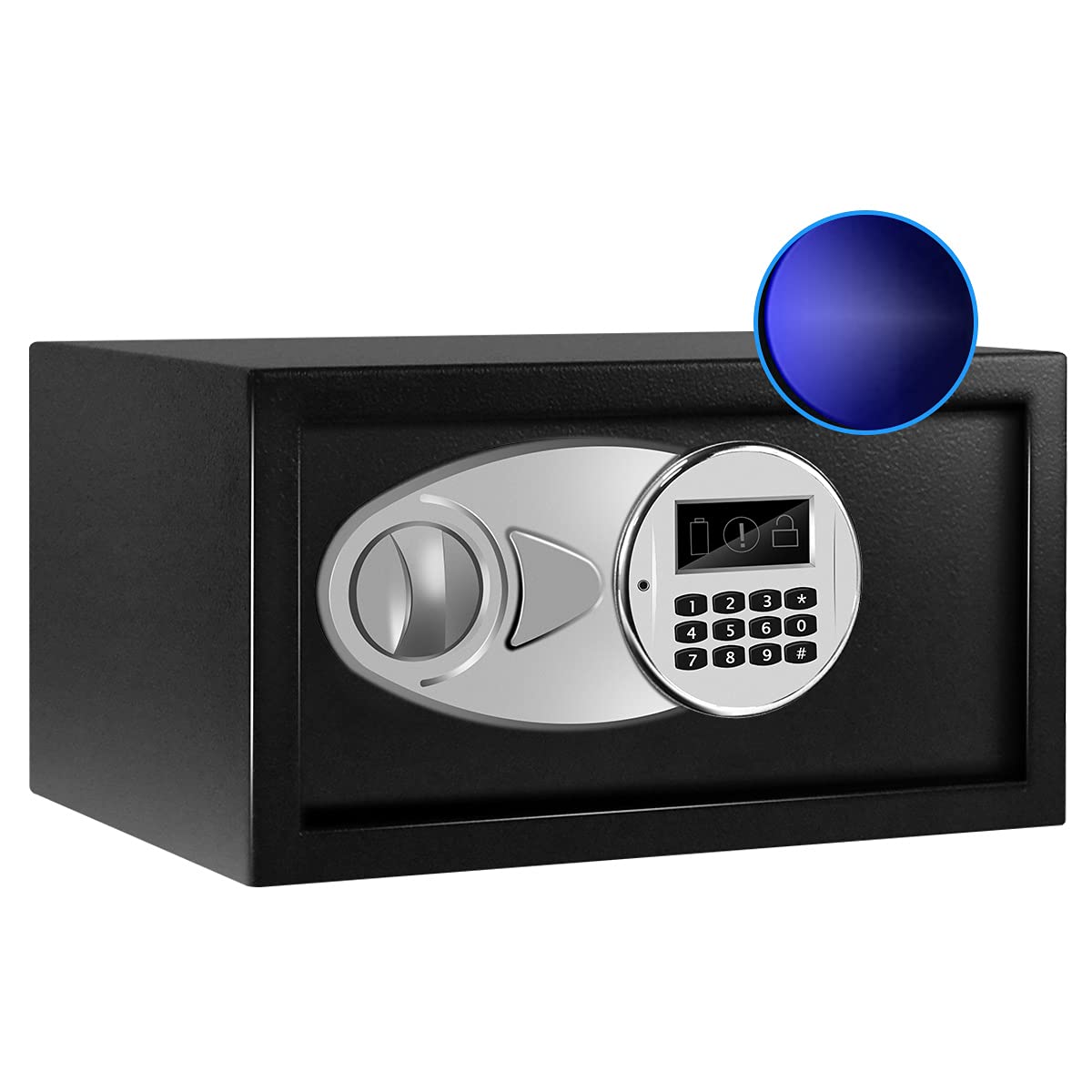 SDSTONE Smart Safe Box with Motion Sensor Light - Digital Keypad & Key Lock Security Safe for Home, Office & Business - 0.4 Cubic Feet Wall/Cabinet Mount Electronic Safe for Jewelry, Cash & Documents