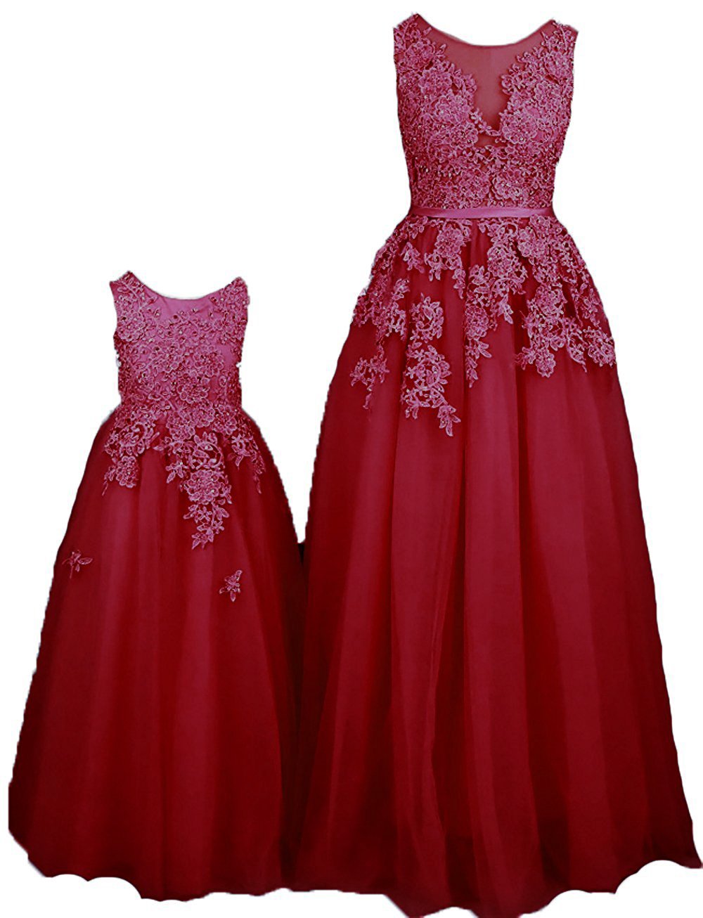 BessDress Elegant Lace Applique Formal Party Dresses for Women & Girls - Mother Daughter Matching Bridesmaid Dresses BD366 | Perfect for Weddings, Proms, and Special Occasions