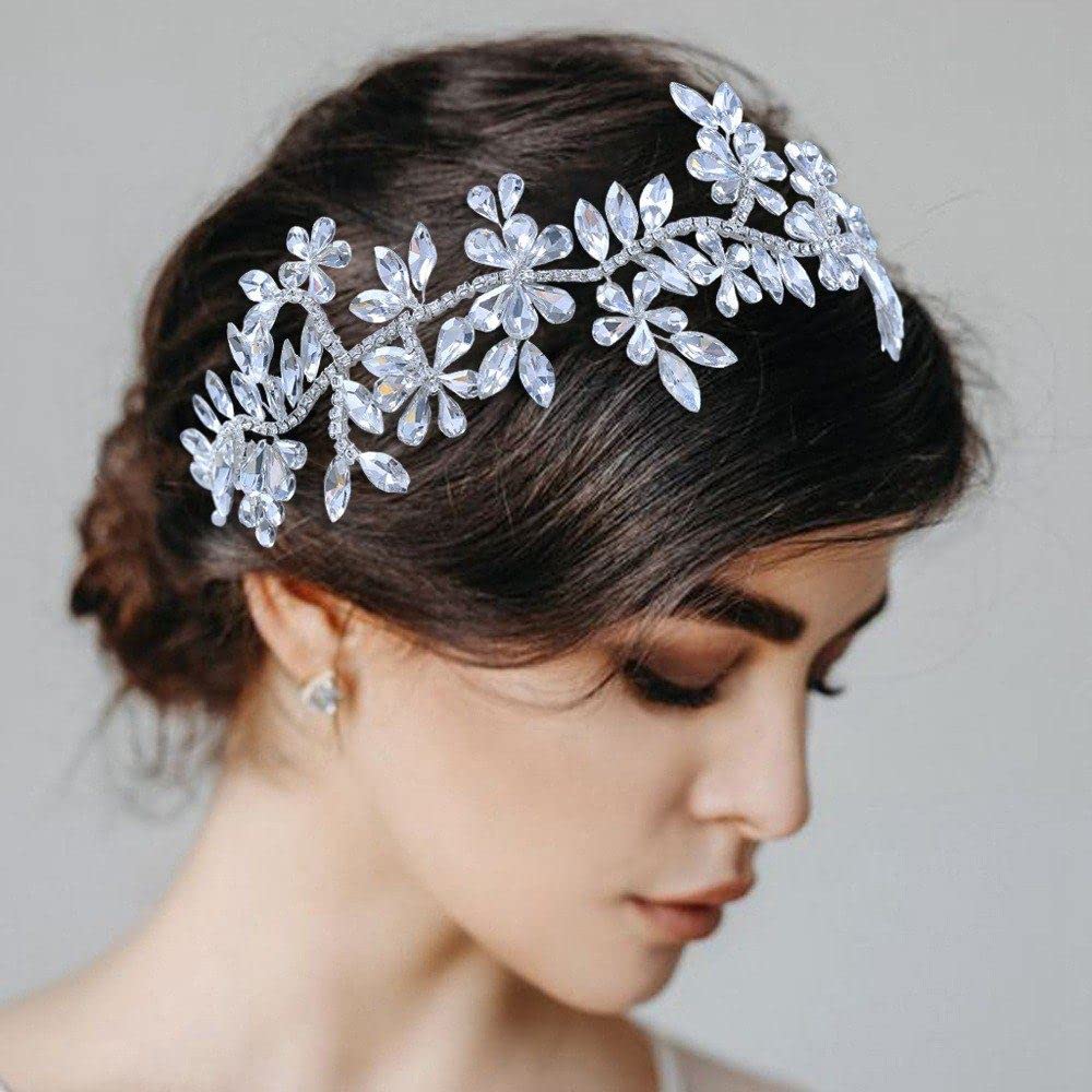 Elegant Handmade Crystal Flower Tiara for Women & Girls - YURT Bride Wedding Hair Accessories, Delicate Bridal Princess Crown for Pageant, Prom, Party & Costume | Perfect for Weddings, Special Occasions & Photo Shoots