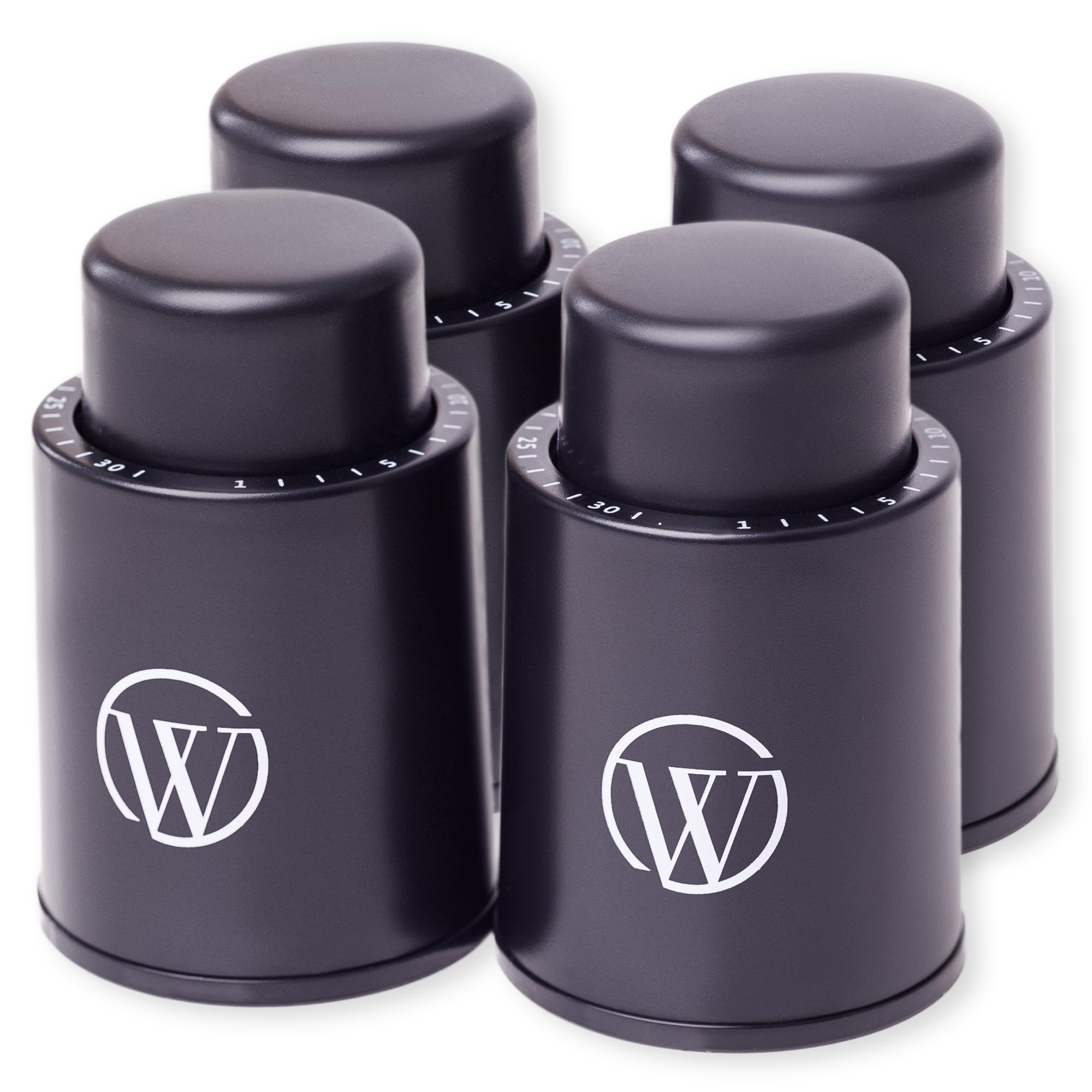 Premium Vacuum Wine Stoppers (4-Pack) - Reusable Wine Bottle Sealers & Preservers - Wine Saver Corks for Glass Bottles - Ideal Wine Accessories & Gifts - Perfect for Parties, Restaurants & Home Wine Storage to Keep Wine Fresh Longer