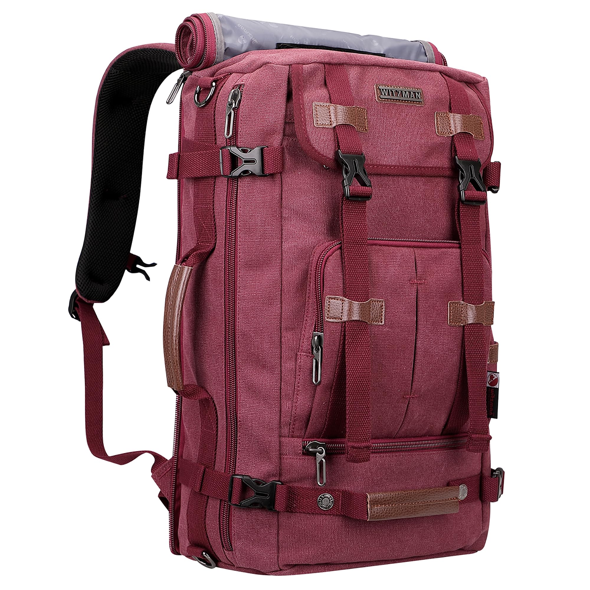 Vintage WITZMAN Canvas Backpack - Large Travel Laptop Bag with Convertible Shoulder Straps | Durable Rucksack for College, Work & Outdoor Adventures