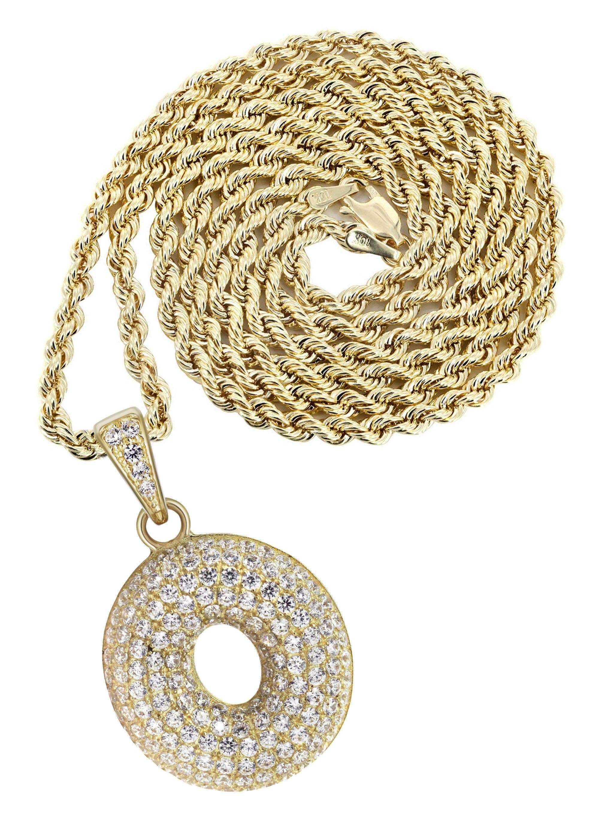 10K Yellow Gold Bubble Letter O CZ Necklace for Women - 13.5 Grams Dainty Layering Jewelry Gift for Birthday, Anniversary & Valentine's Day