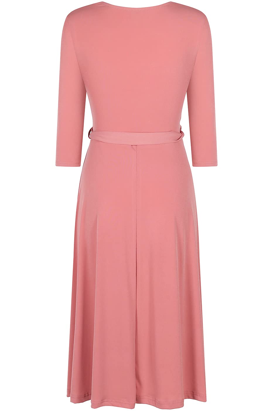 Elegant Women's 3/4 Sleeve V-Neck Midi Dress for Wedding, Baby Shower & Bridal Party | Knee-Length Casual Summer Spring Dress for Bridesmaids, Guests & Special Occasions