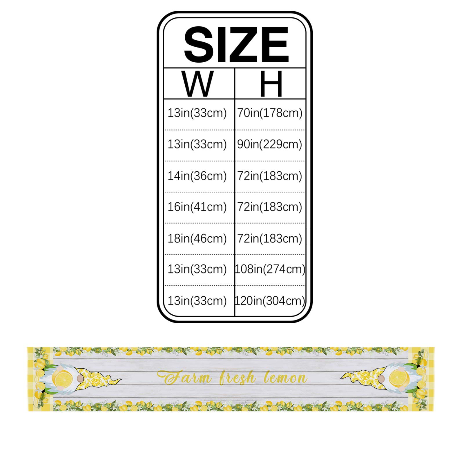 36 Inch Burlap Linen Table Runner - Rustic Lemon Gnome Design for Summer Kitchen, Dining Table, Dresser & Coffee Table Decor | Farmhouse Party & Banquet Table Scarf | Yellow Buffalo Plaid Wood Board Accent - Perfect for Farmhouse Weddings, Brunch Decor & Seasonal Tablescapes