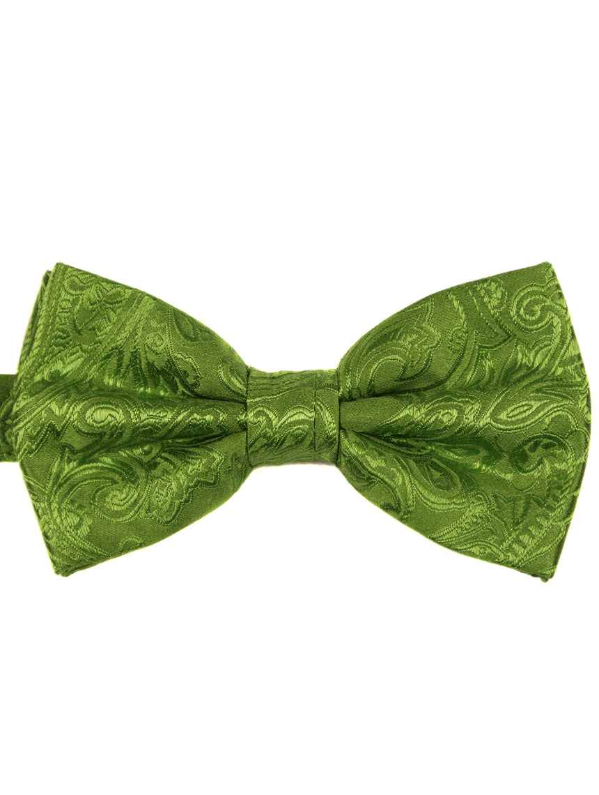 DÉCLIC Classic Paisley Bow Tie for Men - Elegant Green Silk Necktie for Weddings, Prom & Formal Events