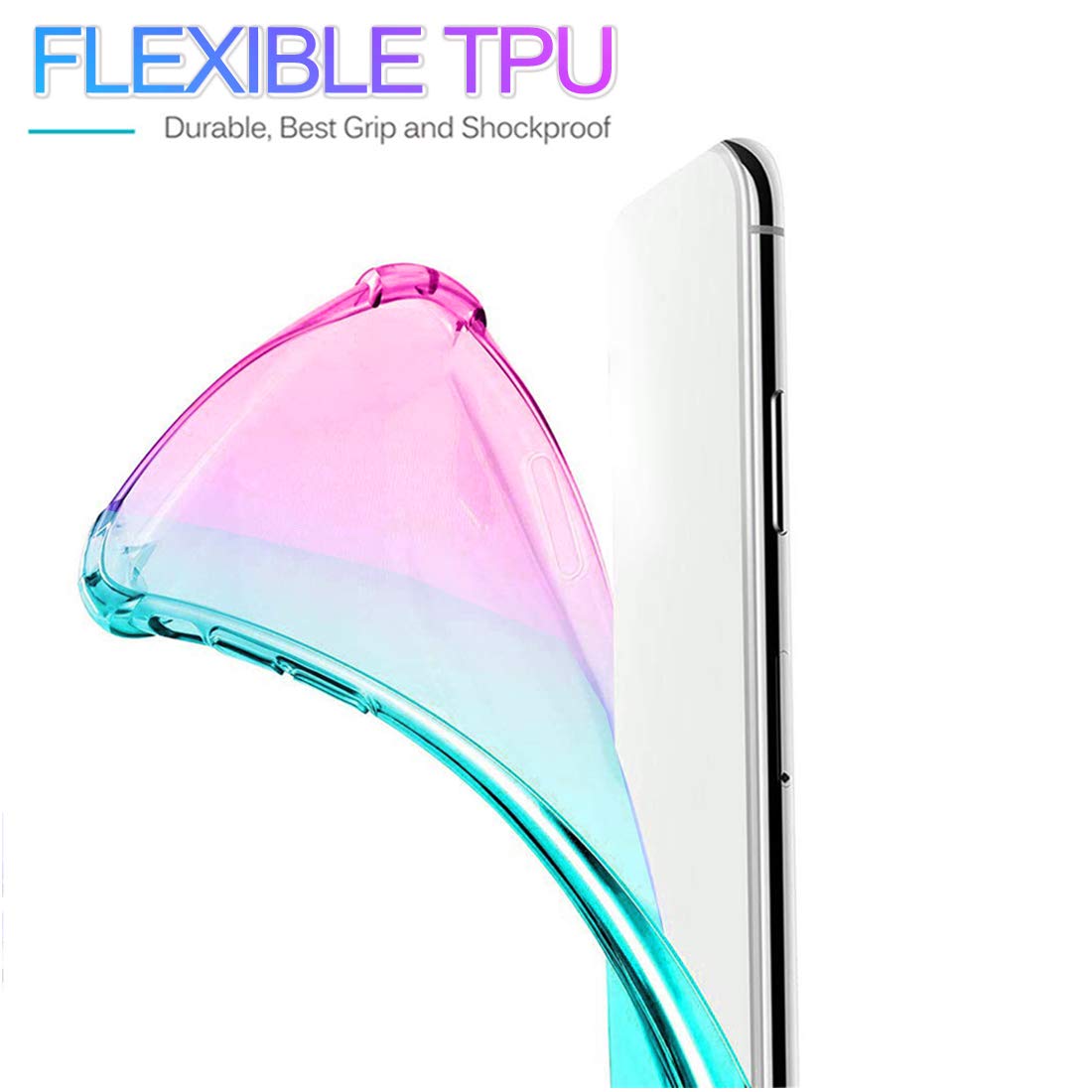 Samsung Galaxy Note 8 Case - Clear Gradient Slim Flexible TPU Cover with Shockproof & Anti-Scratch Protection - Cute Pink/Green Design - Perfect for Everyday Use, Work & Travel