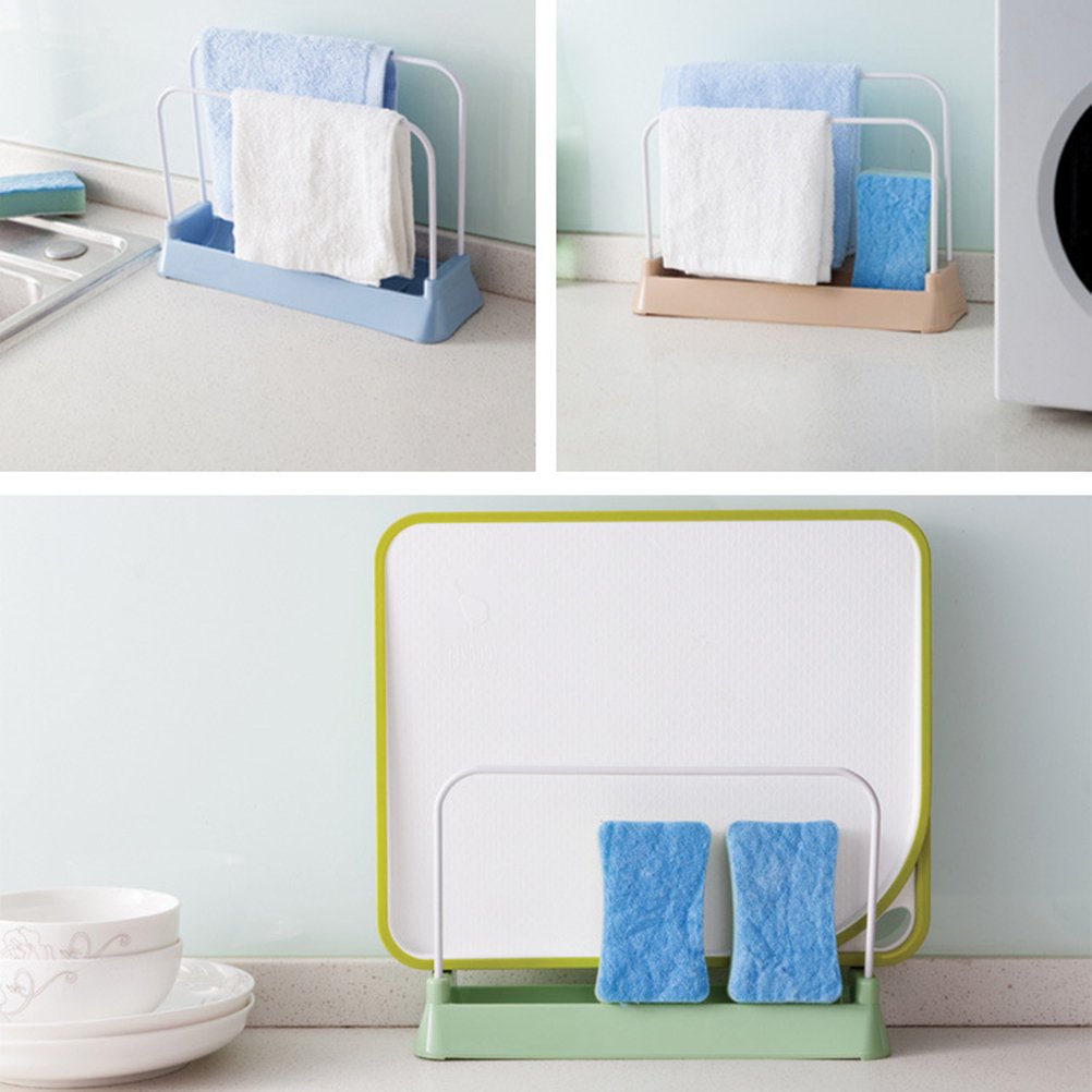 Light Green Cutting Board Rack with Drip Tray - Kitchen & Bathroom Storage Solution