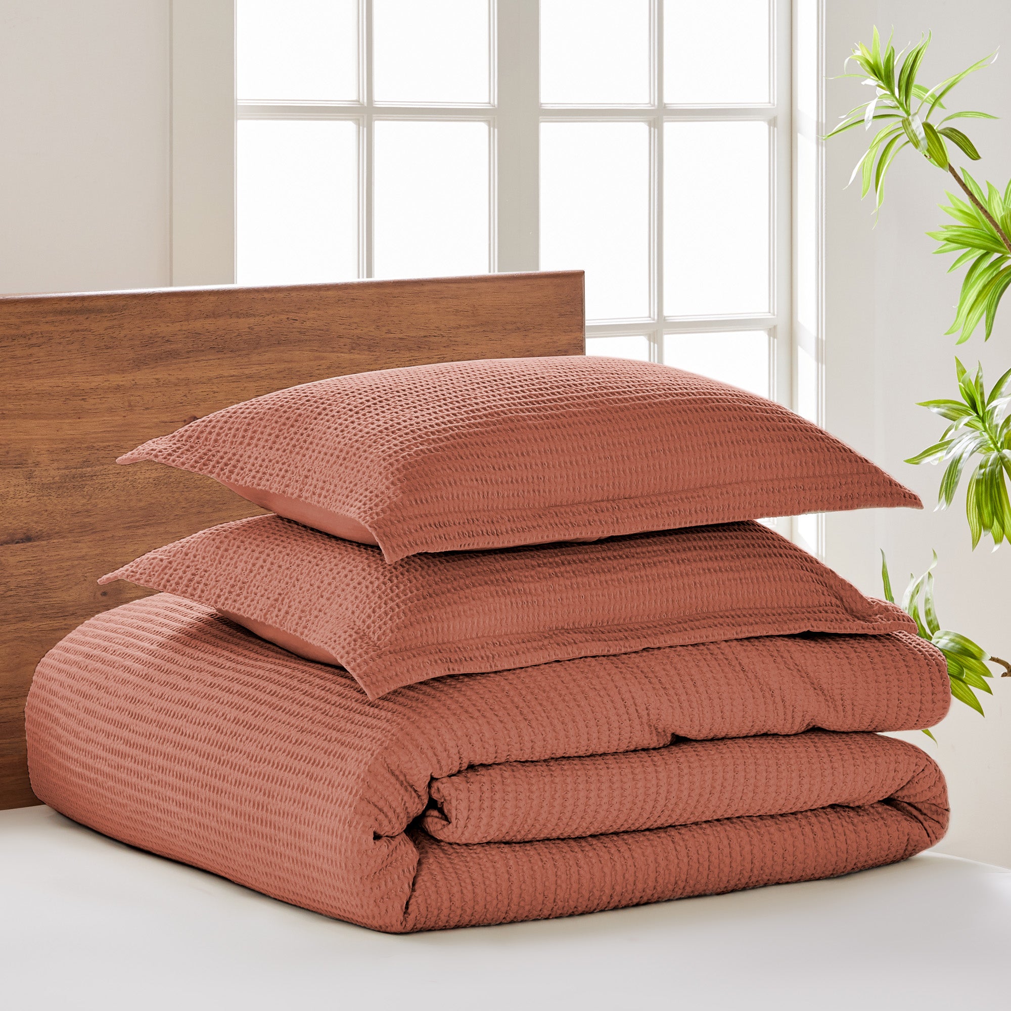Premium Cloud Waffle Duvet Cover Set - Soft & Breathable Bedding - Queen/King Size - Luxury Textured Bedding for Cozy Sleep & Hotel-Style Comfort