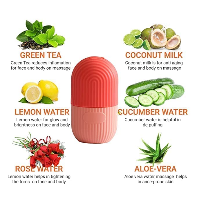 Urban SS Facial Ice Roller for Glowing & Tightened Skin - Reusable Silicone Ice Roller Massager (Pink) | Reduce Puffiness & Dark Circles | Perfect for Morning Routine & Post-Workout Skin Care