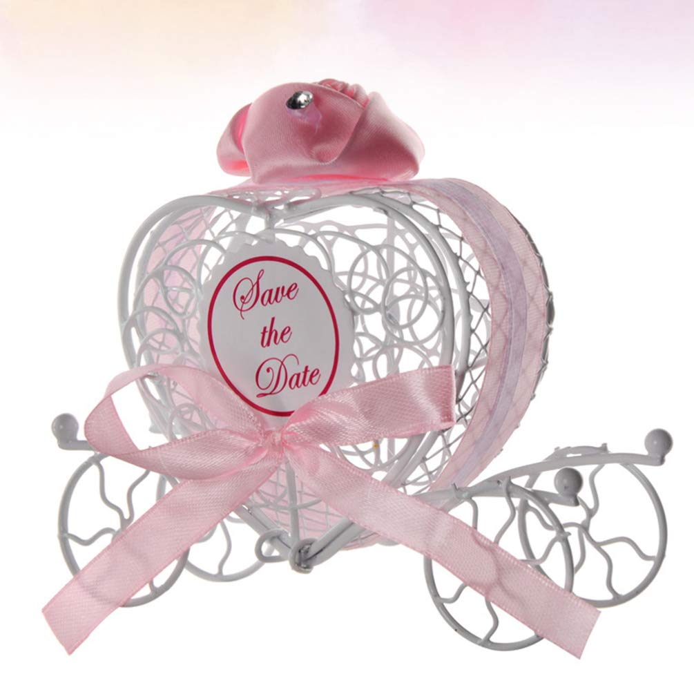 Happyyami 5pcs Heart-Shaped Chocolate Carriage Keepsake Box - Elegant Wedding Favor Candy Container for Guests, Romantic Candy Storage Case with Metal Stand - Perfect for Bridal Shower, Anniversary Gifts & Home Decor