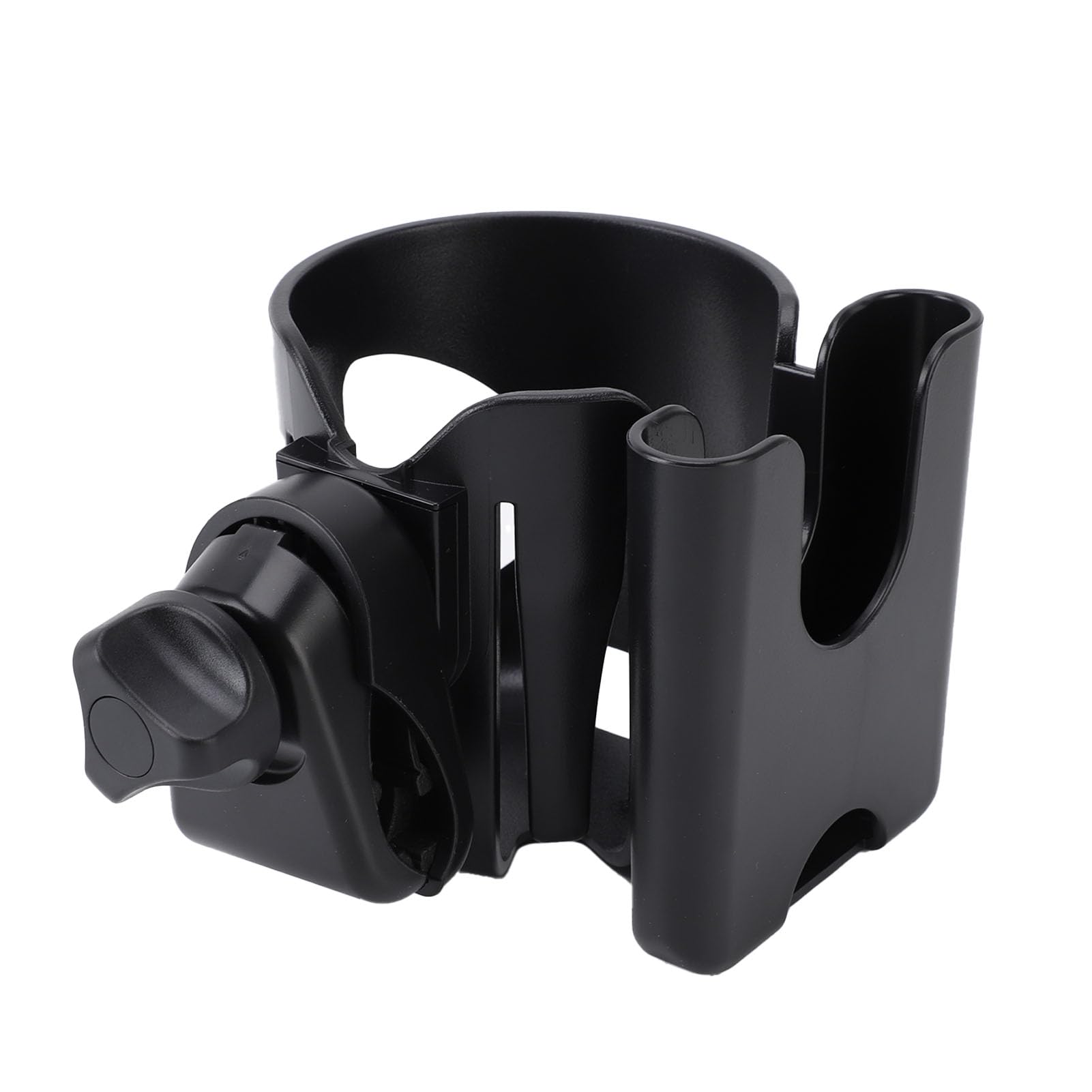 NOENNULL 2 in 1 Stroller Cup Holder with Phone Holder - Adjustable 360° Rotating Universal Drink Holder for Coffee, Water Bottles - Fits Strollers, Bikes, Wheelchairs, Shopping Carts (Black) - Perfect for Parents, Cyclists & Outdoor Activities