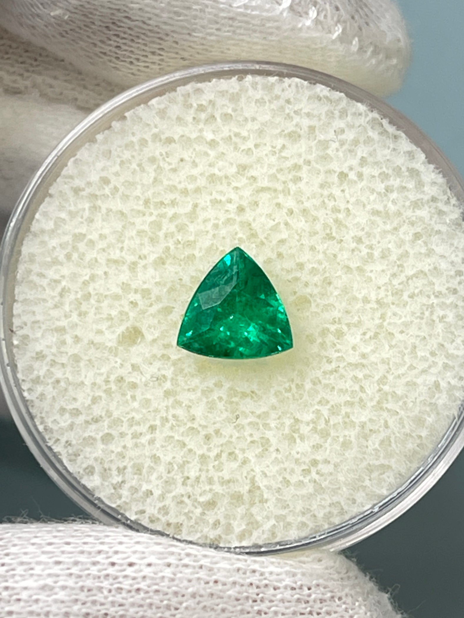 0.70 Carat 6.3x6.5mm Intense Bluish Green Natural Trillion Cut Emerald Gemstone - Perfect for Jewelry Making, Engagement Rings & Unique Gifts