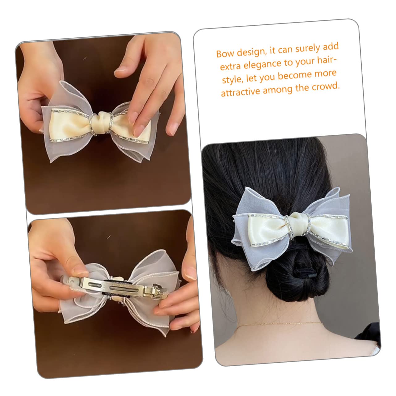 FRCOLOR 2 Sets Baby Girls Hair Bows Clips - Rhinestone Bow Hair Clips, Ponytail Holders & Barrettes for Women & Toddlers (4-Piece Set) - Perfect for Parties, Weddings & Everyday Hair Accessories