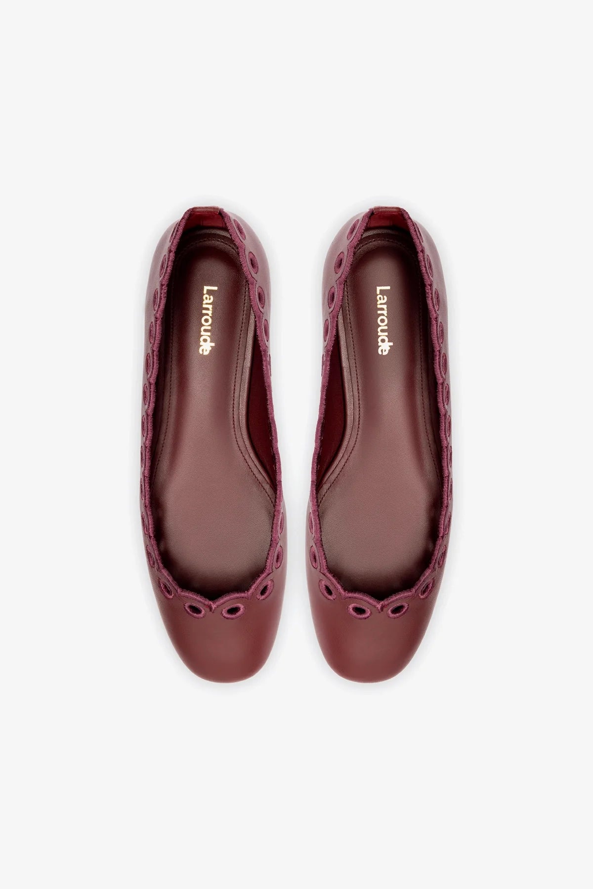 Meghan Embroidered Burgundy Leather Flats – Elegant & Comfortable Women's Shoes for Work, Casual & Special Occasions