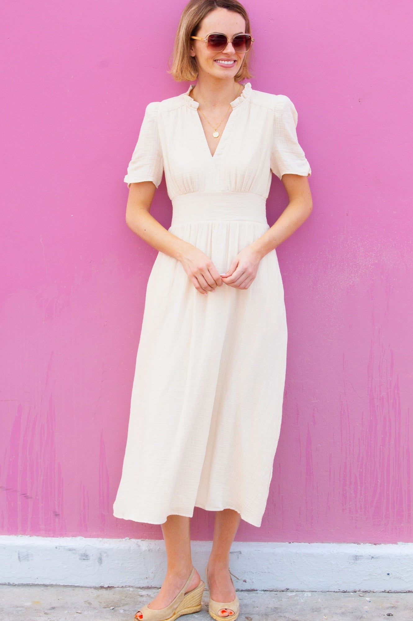 Esha Cheesecloth Dress in Ecru - Breathable & Stylish Summer Maxi Dress for Beach, Boho Fashion, and Casual Outings
