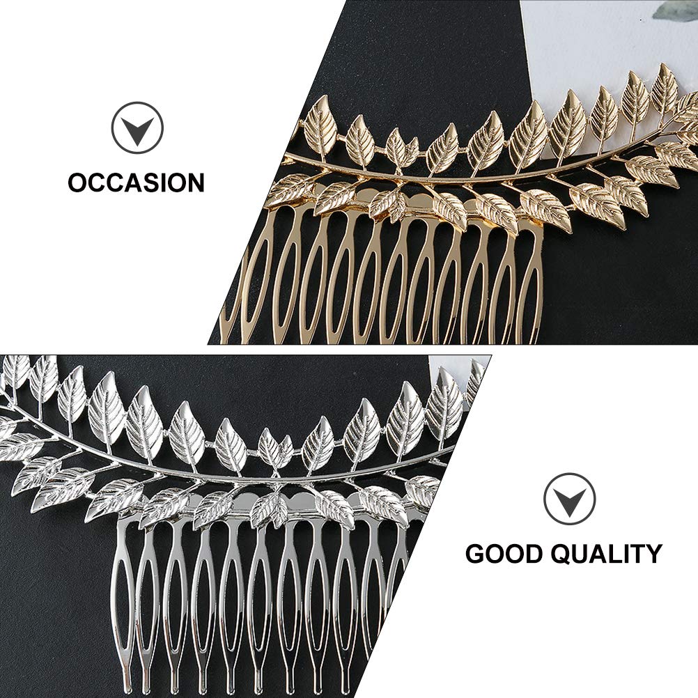 2PCS Hollow Out Leaf Hair Combs - Elegant Leaves Hairpins, Bridal Flower Headpiece & Hair Barrettes for Women - Fashionable Small Alloy Leaf Hair Clips for Side Styling - Perfect for Weddings, Parties & Everyday Wear