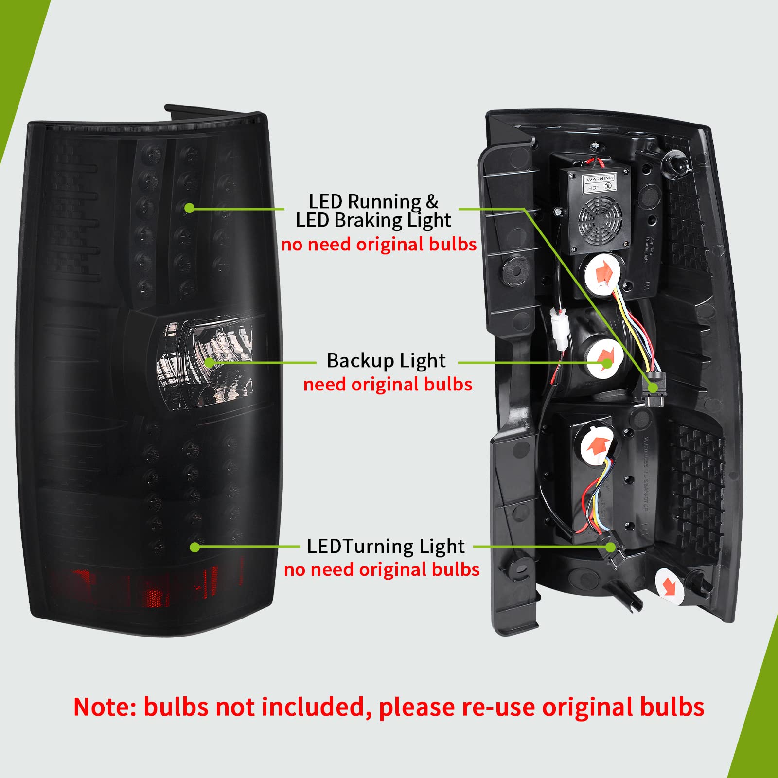 AUTOSAVER88 LED Taillights for 2007-2014 Chevy Suburban & Tahoe - Black Smoke Replacement Tail Lamps Assembly (Not Compatible with Barn Door Models) | Enhanced Visibility & Style for Night Driving & Off-Road Adventures