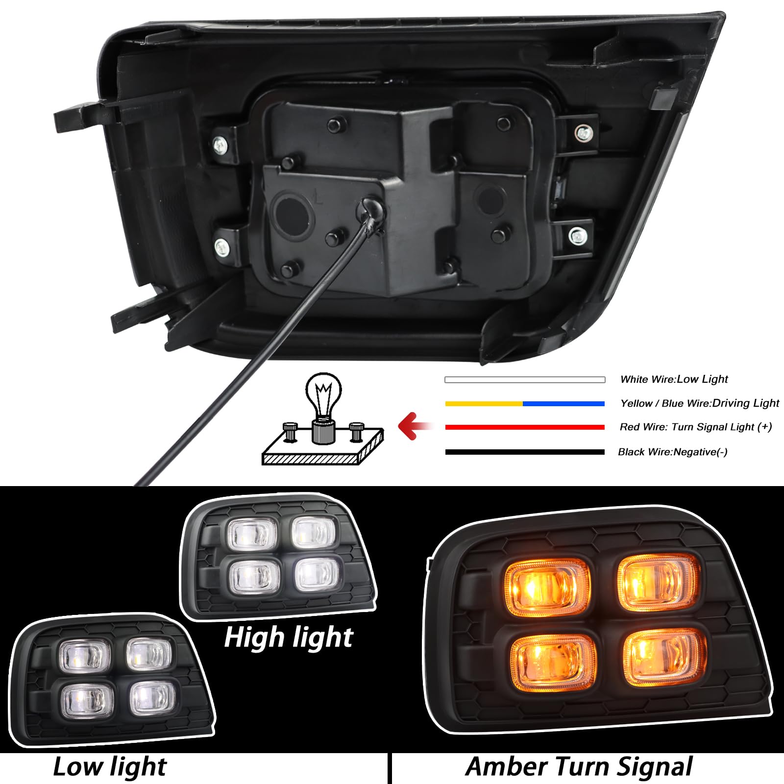 BINGIGOO 2PCS LED Front Fog Lights with Switchback & Amber Turn Signal - Compatible with Toyota 4Runner 2006-2009 SR5 Limited (DRL & Daytime Running Lights) - Perfect for Off-Roading & Night Driving