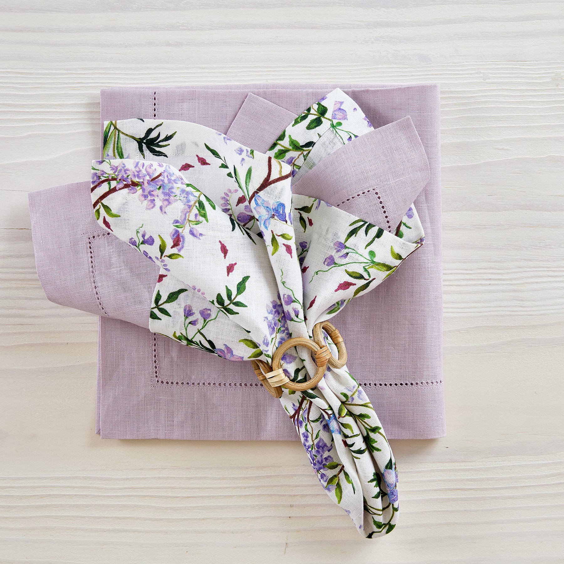 Lilac Floral Printed Napkins - Set of 4 Premium Cotton Dinner Napkins for Elegant Dining, Parties & Home Decor