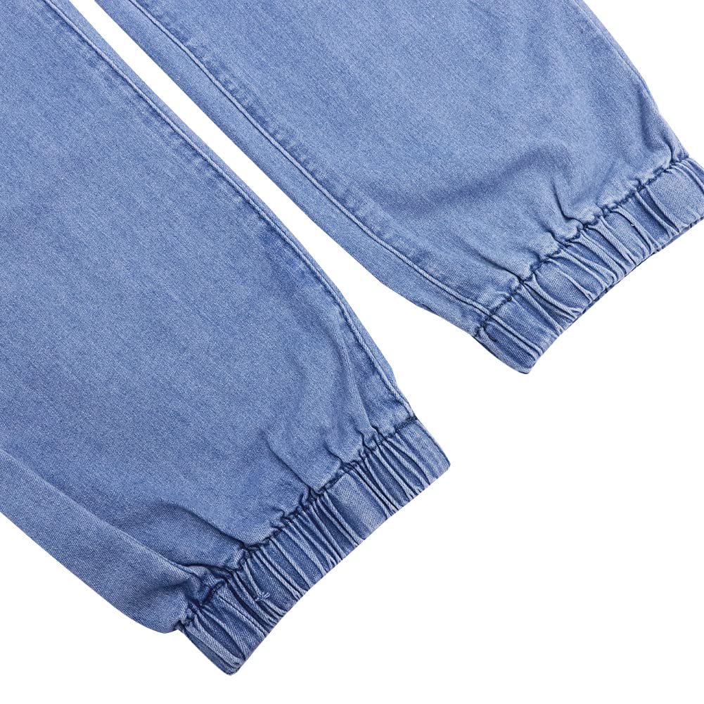 LONGYIDA Women's High Waisted Stretch Denim Joggers - Elastic Drawstring Waist Casual Jean Pants for Lounge, Streetwear & Everyday Comfort